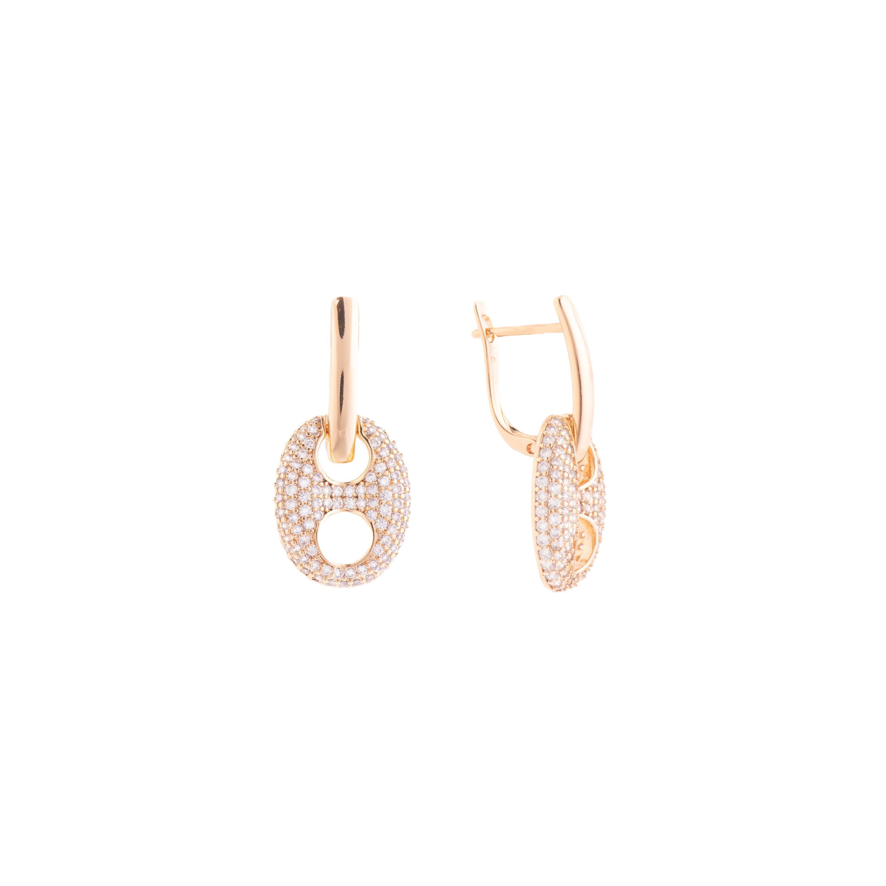 18k yellow gold finish earrings with brilliant zirconia - Memat