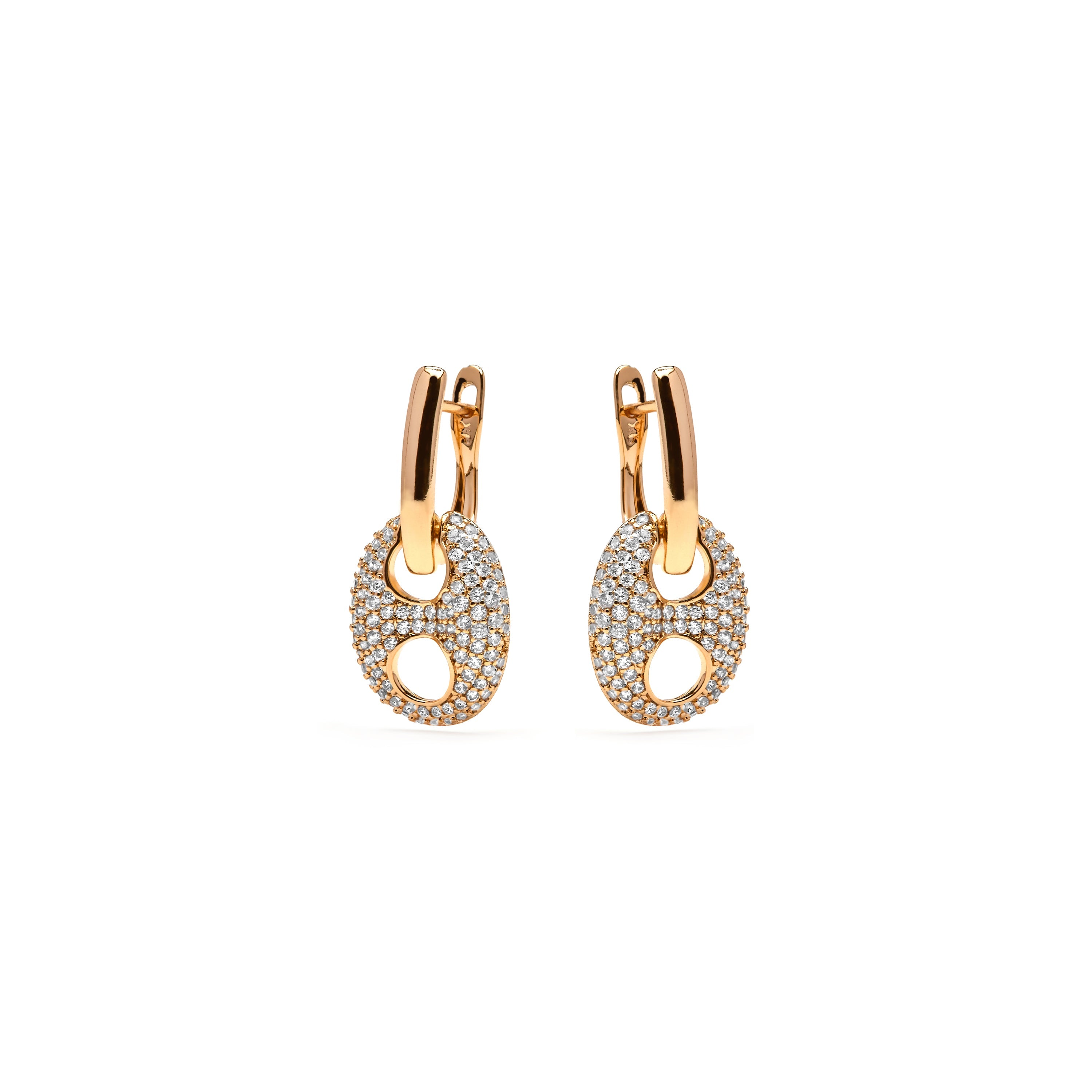 18k yellow gold finish earrings with brilliant zirconia - Memat