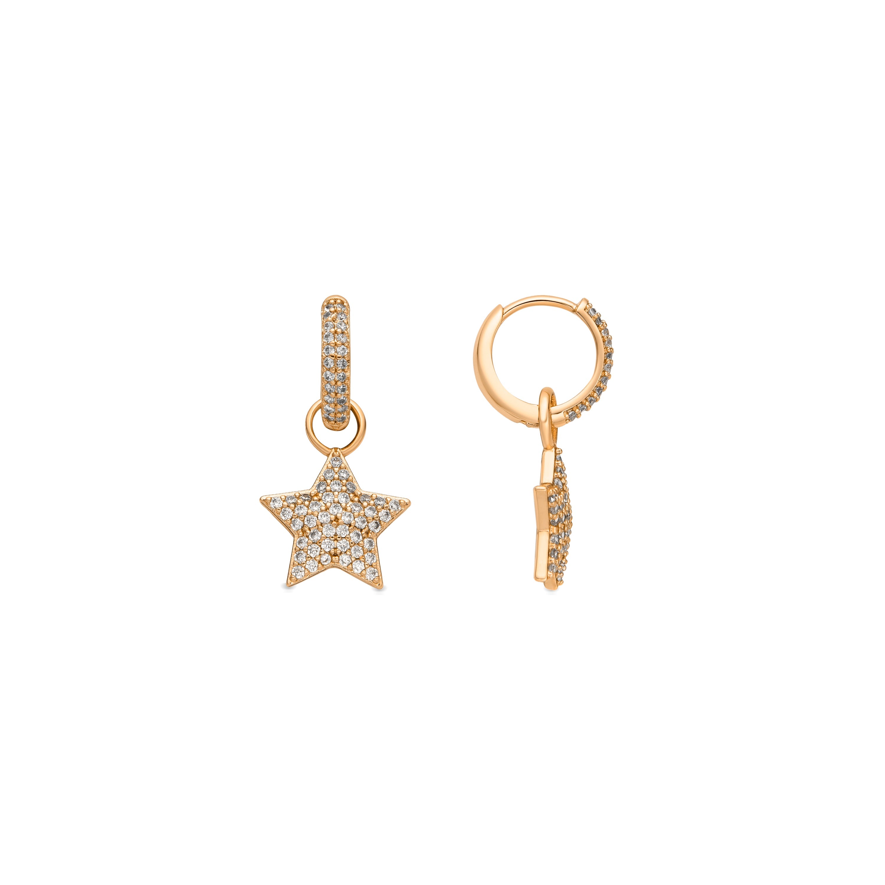 18k yellow gold finish earrings with brilliant zirconia - Sasti