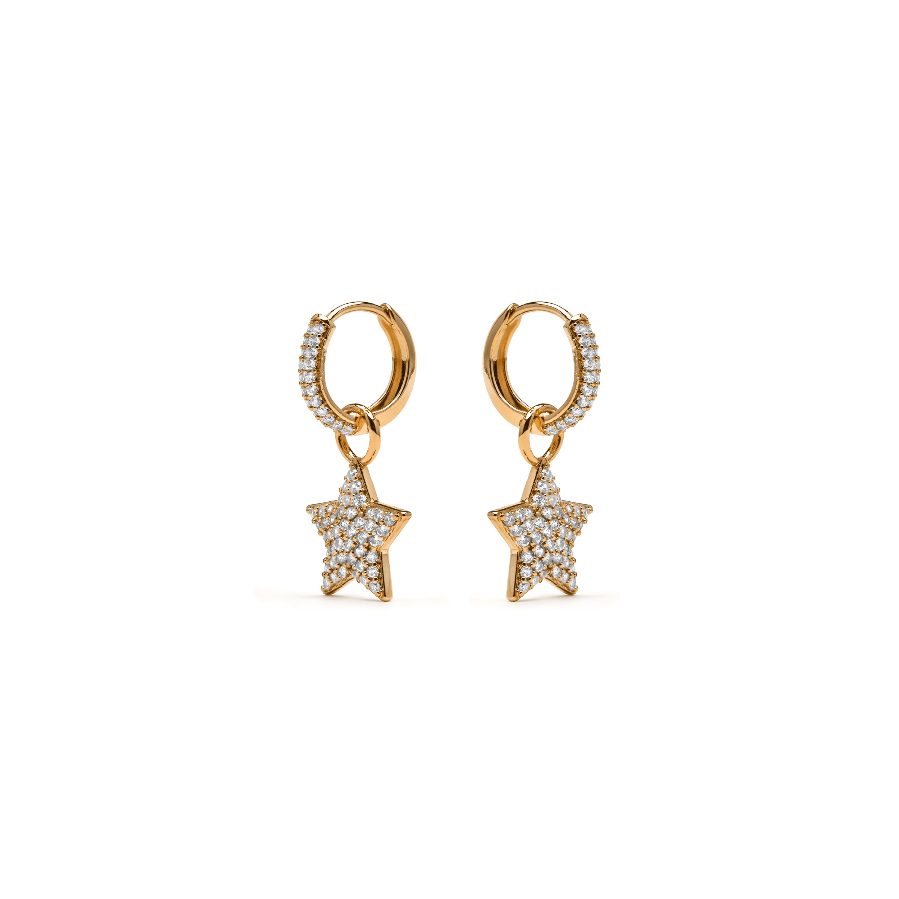 18k yellow gold finish earrings with brilliant zirconia - Sasti