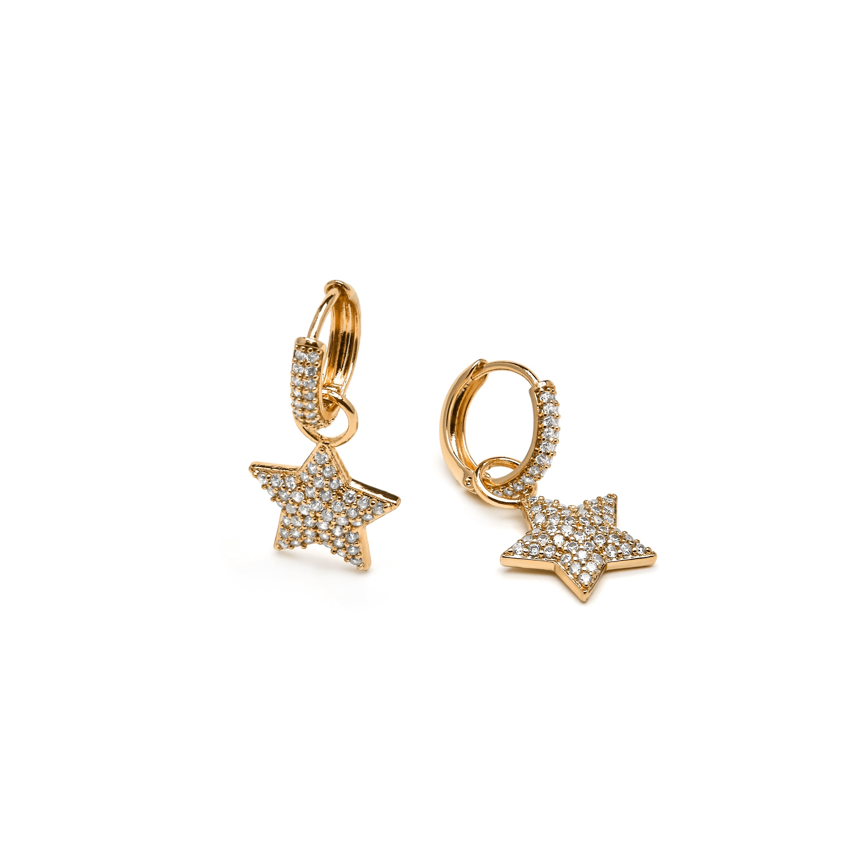 18k yellow gold finish earrings with brilliant zirconia - Sasti
