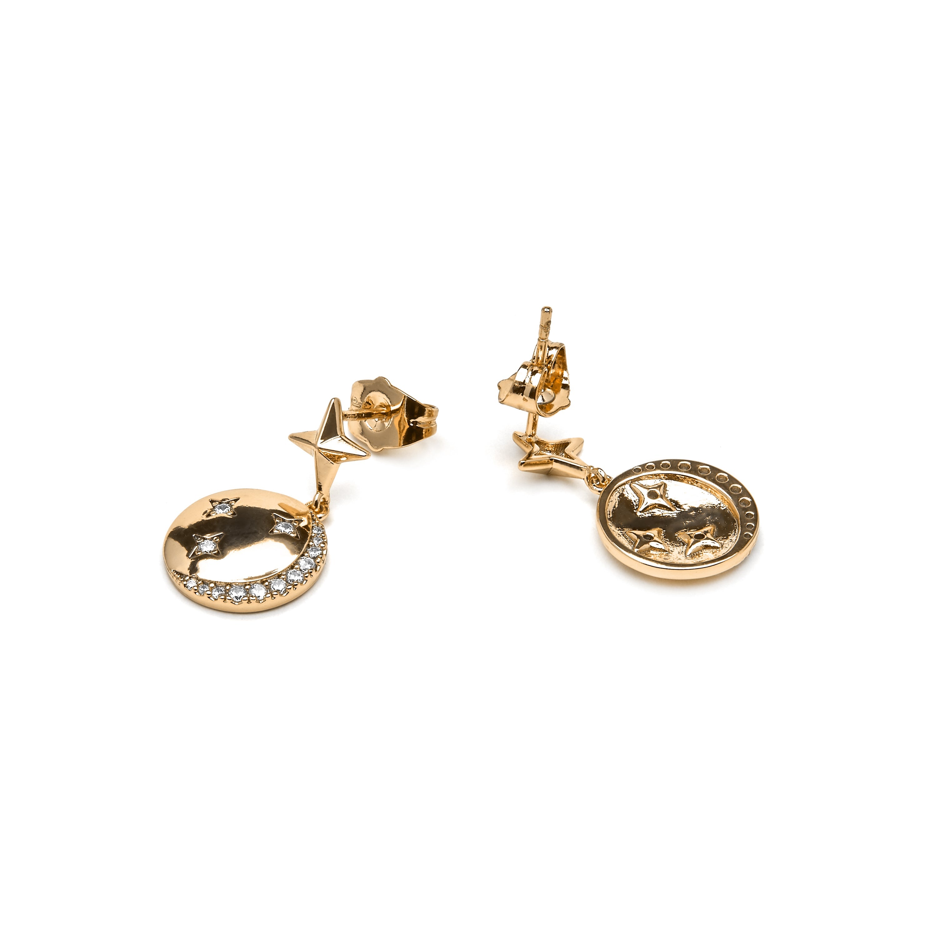 18k yellow gold finish earrings with brilliant zirconia - Larad