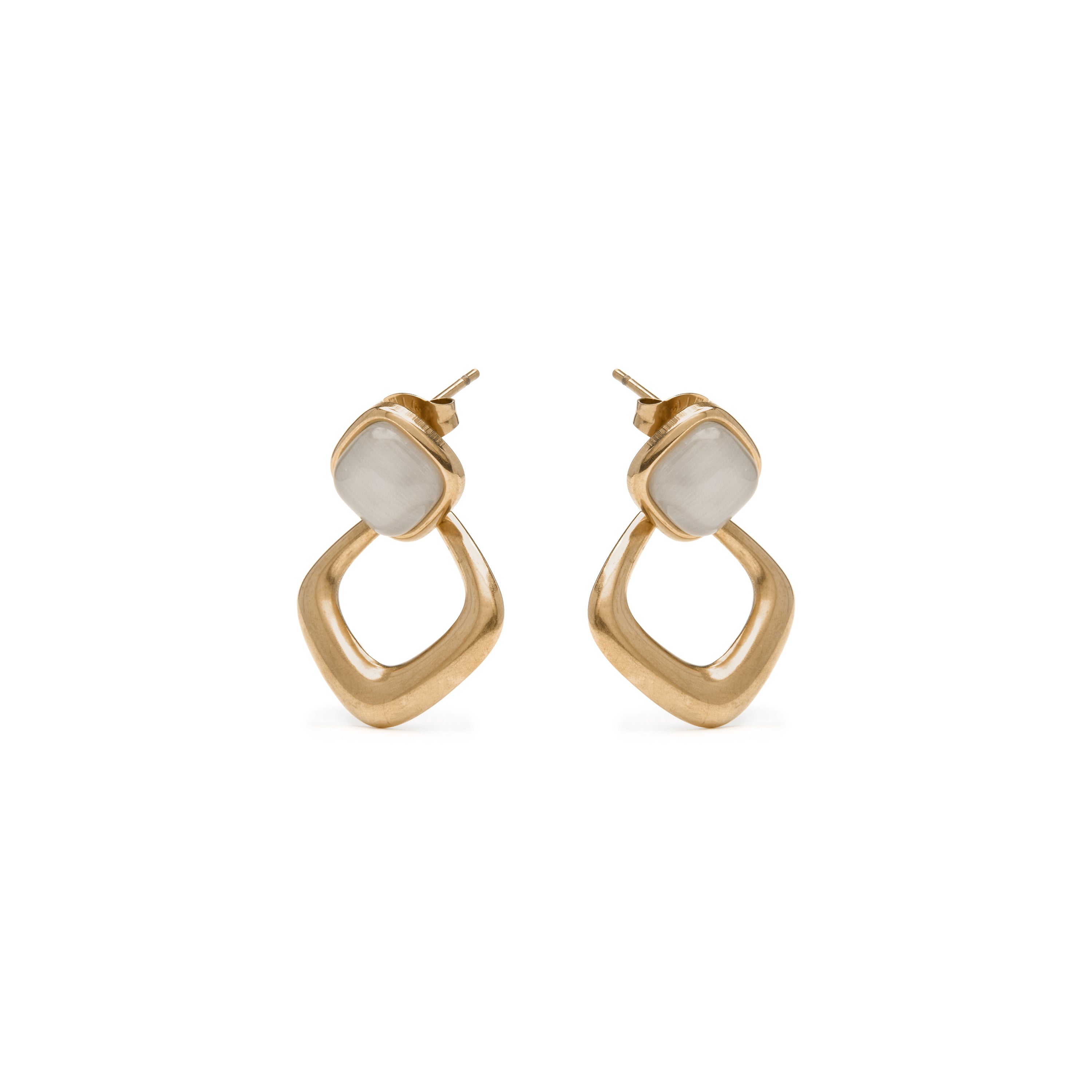 18k yellow gold finish earrings with cat's eye - Lormis