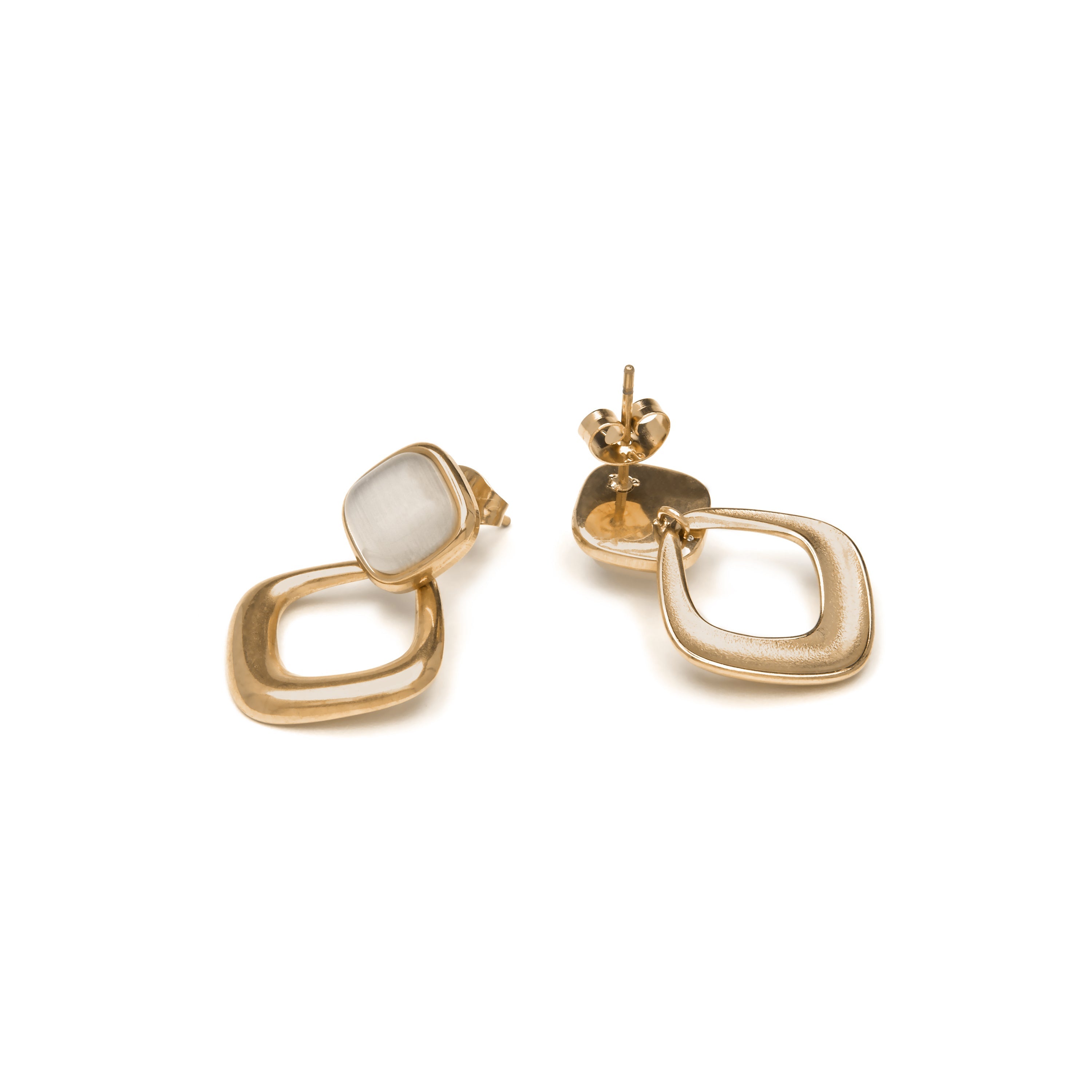 18k yellow gold finish earrings with cat's eye - Lormis