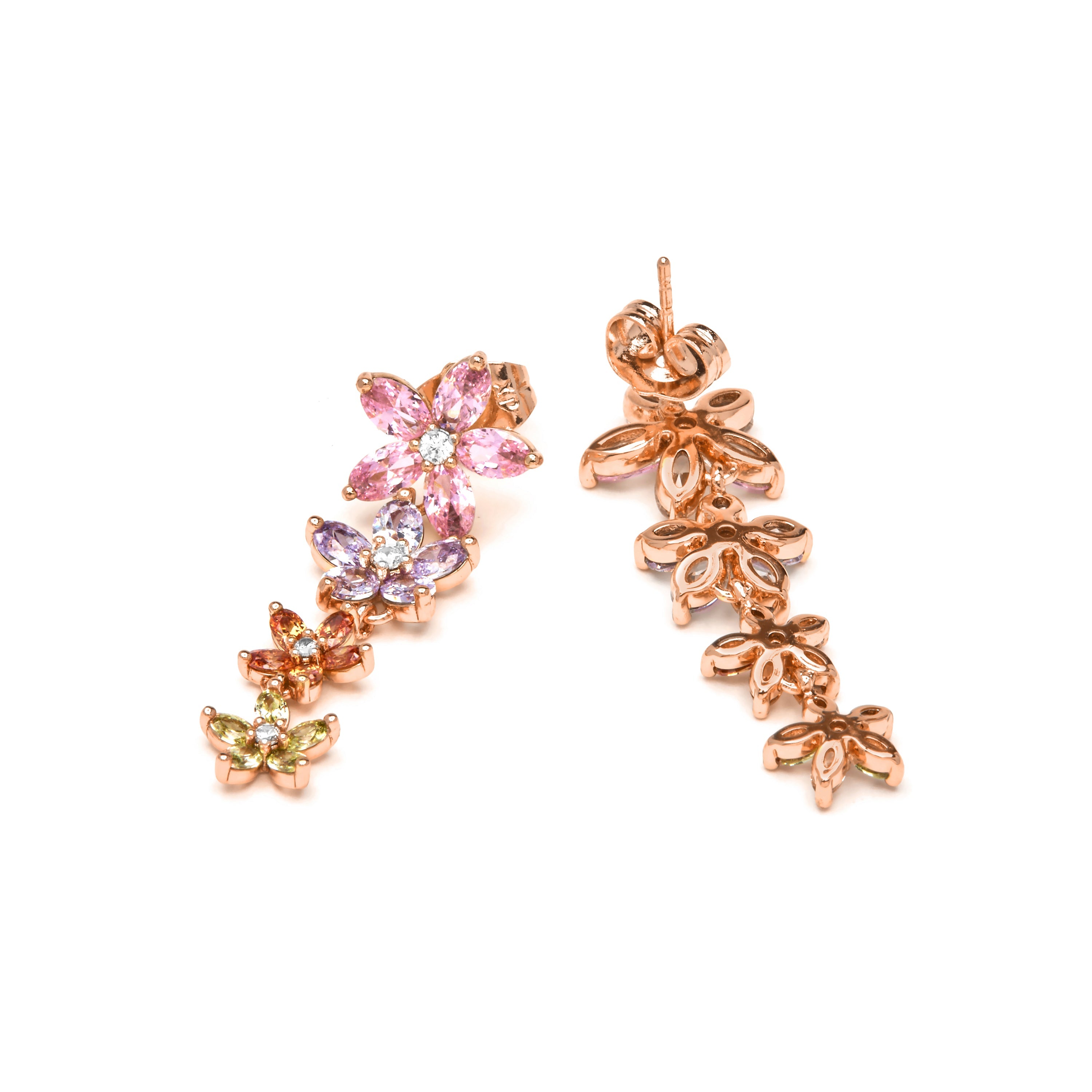 18k yellow gold finish earrings with multicolored zirconia - Dima
