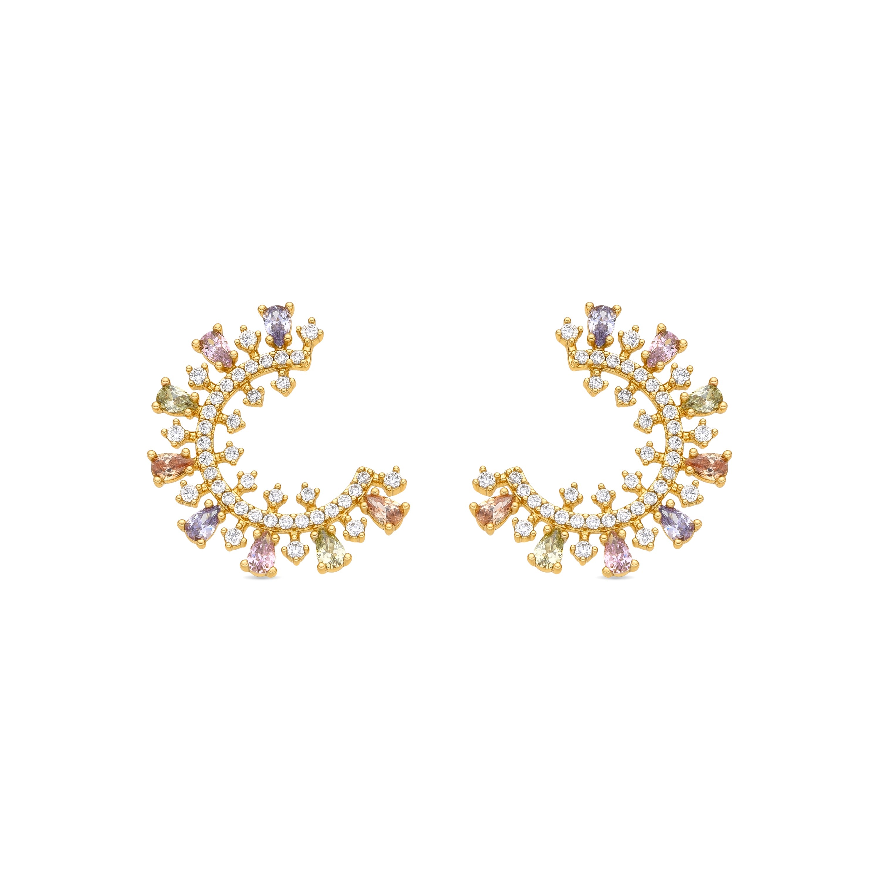18k yellow gold finish earrings with multicolored zirconia - Mamoe