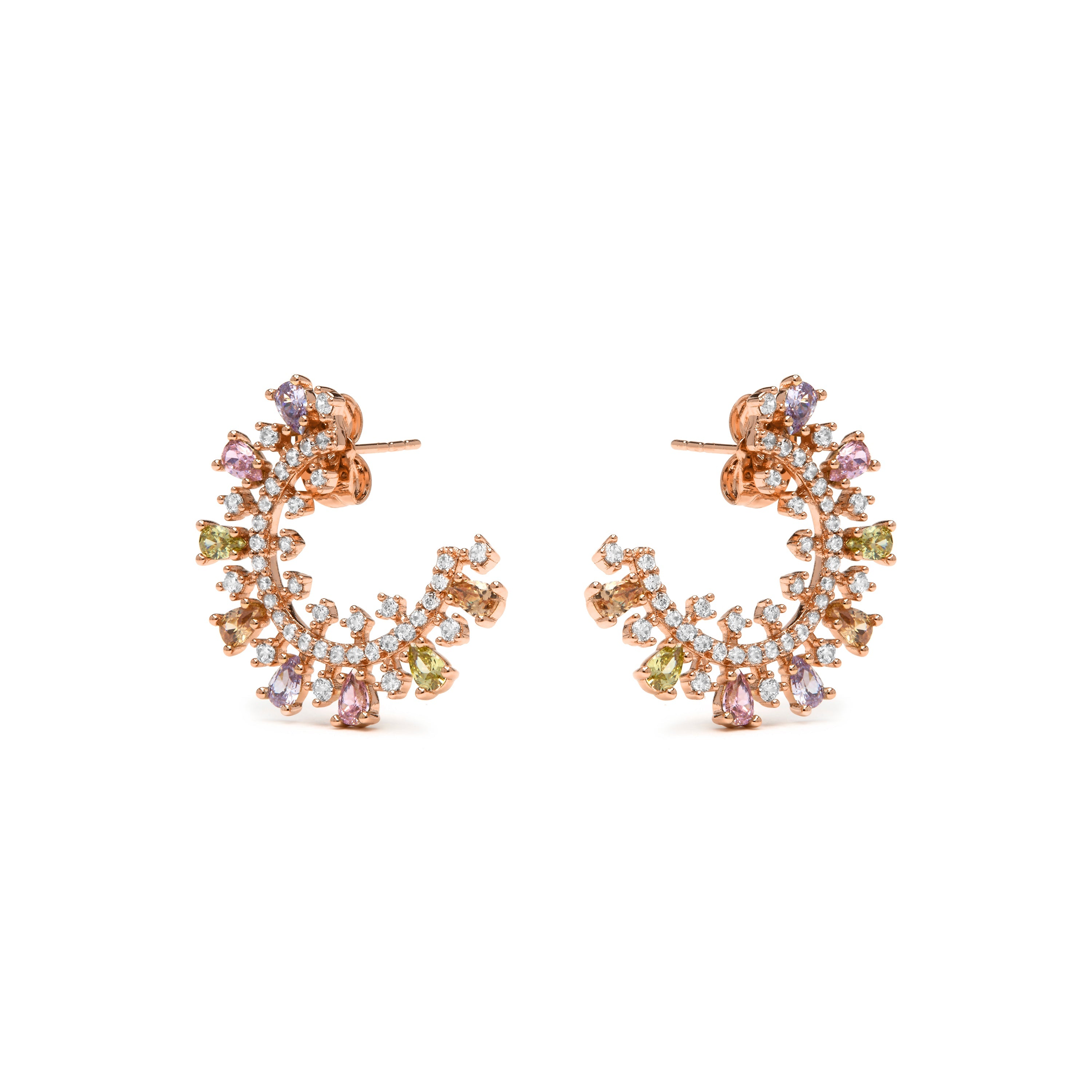 18k yellow gold finish earrings with multicolored zirconia - Mamoe