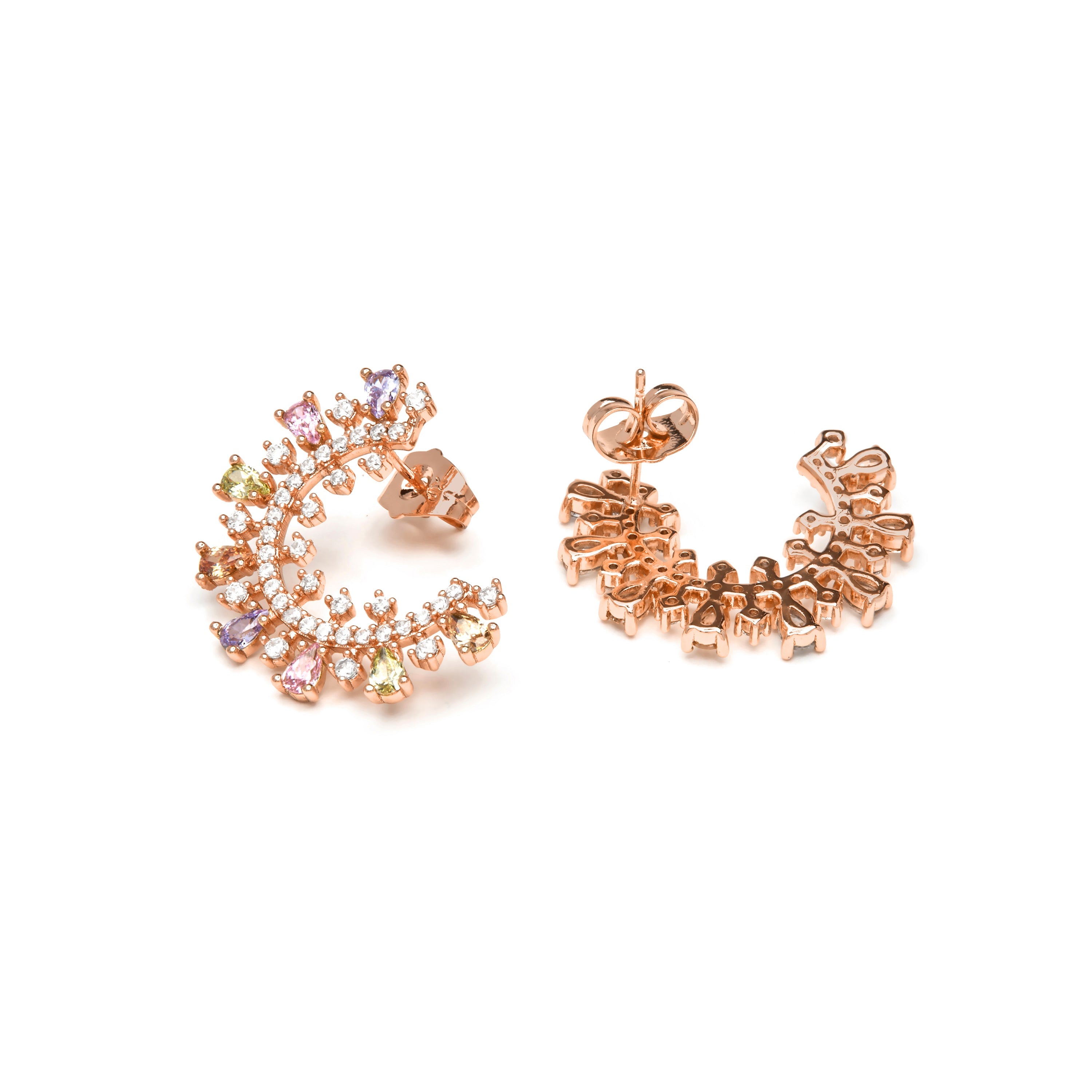 18k yellow gold finish earrings with multicolored zirconia - Mamoe