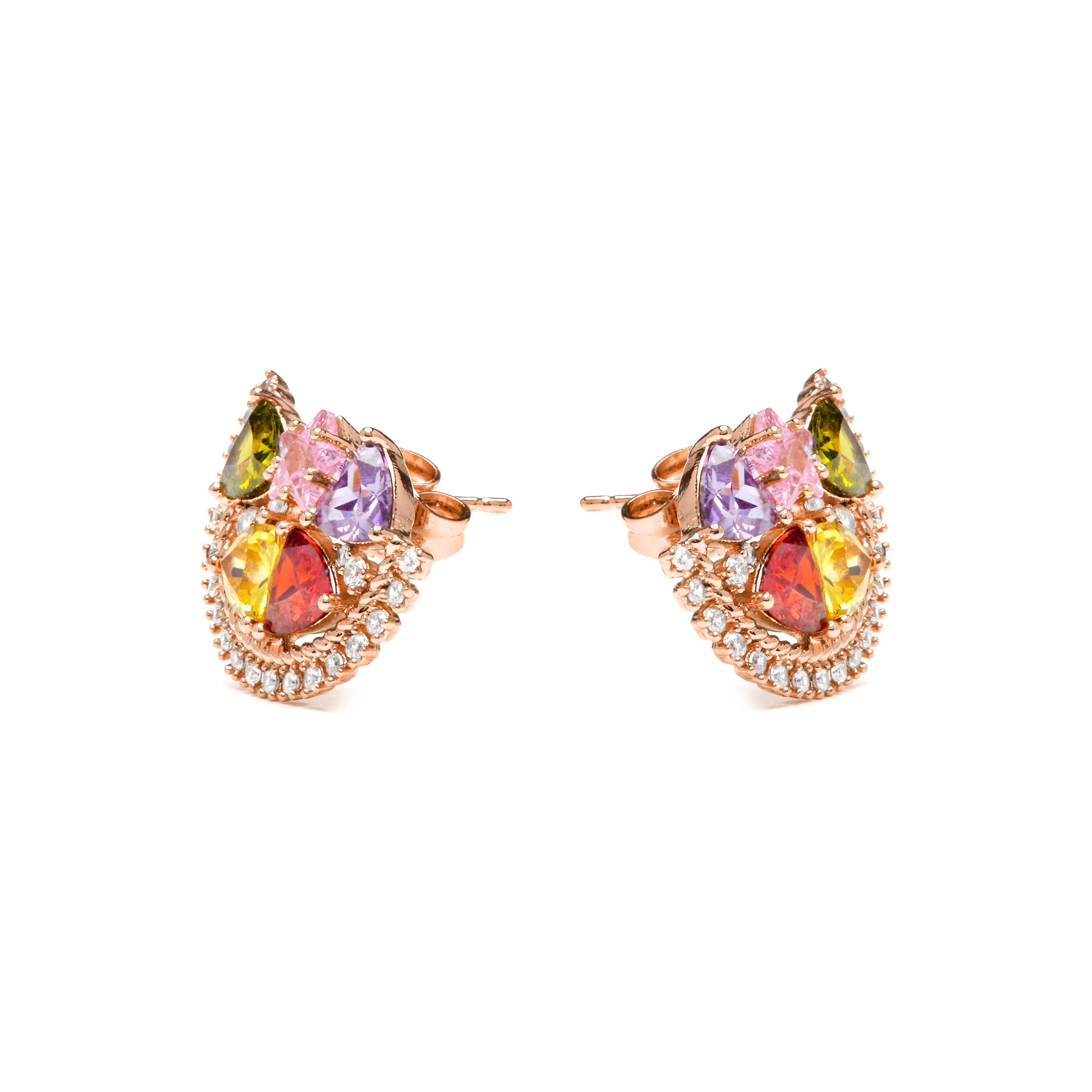 Brincos com acabamento em ouro amarelo 18k e zircônia multicolorida – Ibb