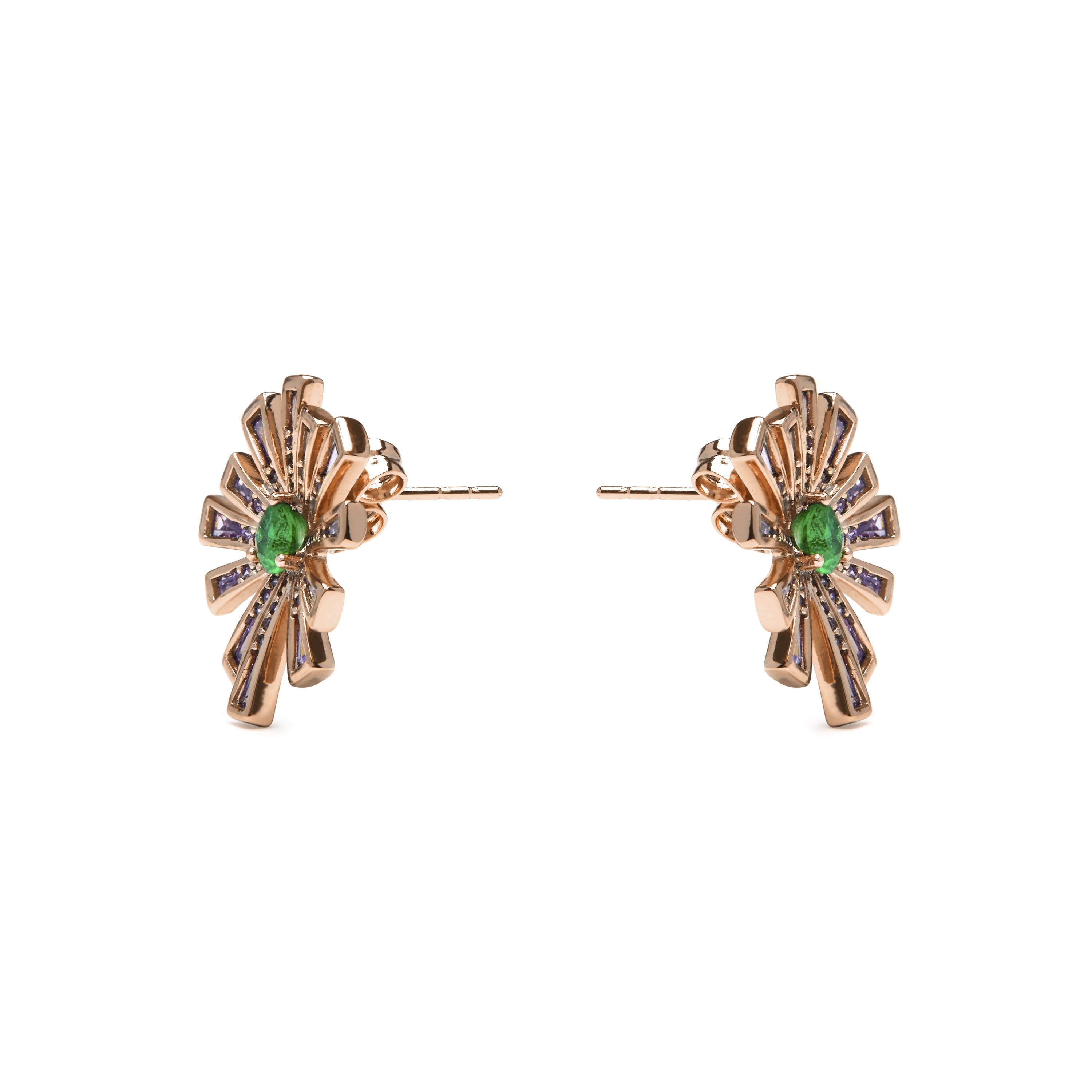 18k yellow gold finish earrings with multicolored zirconia - Asail
