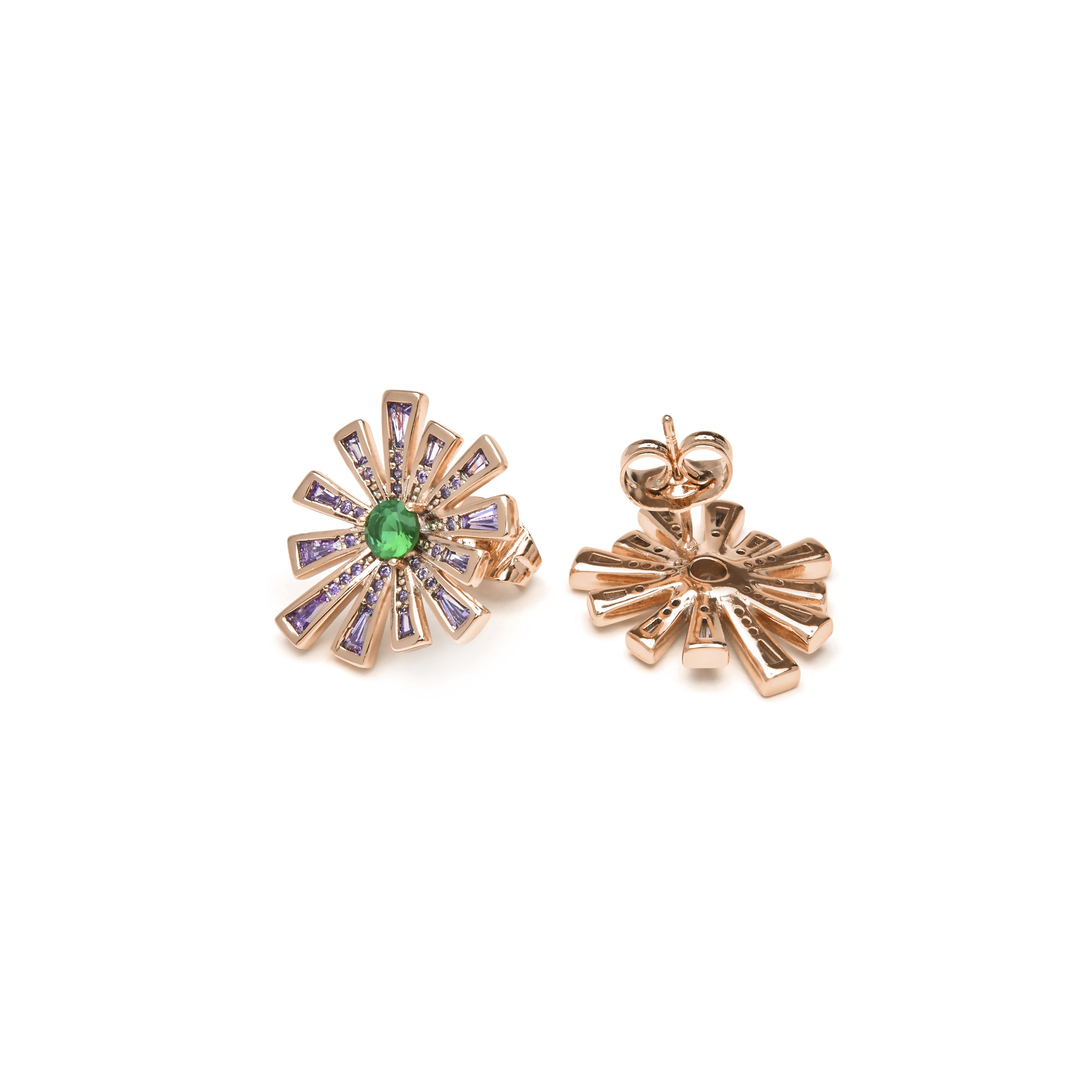 18k yellow gold finish earrings with multicolored zirconia - Asail