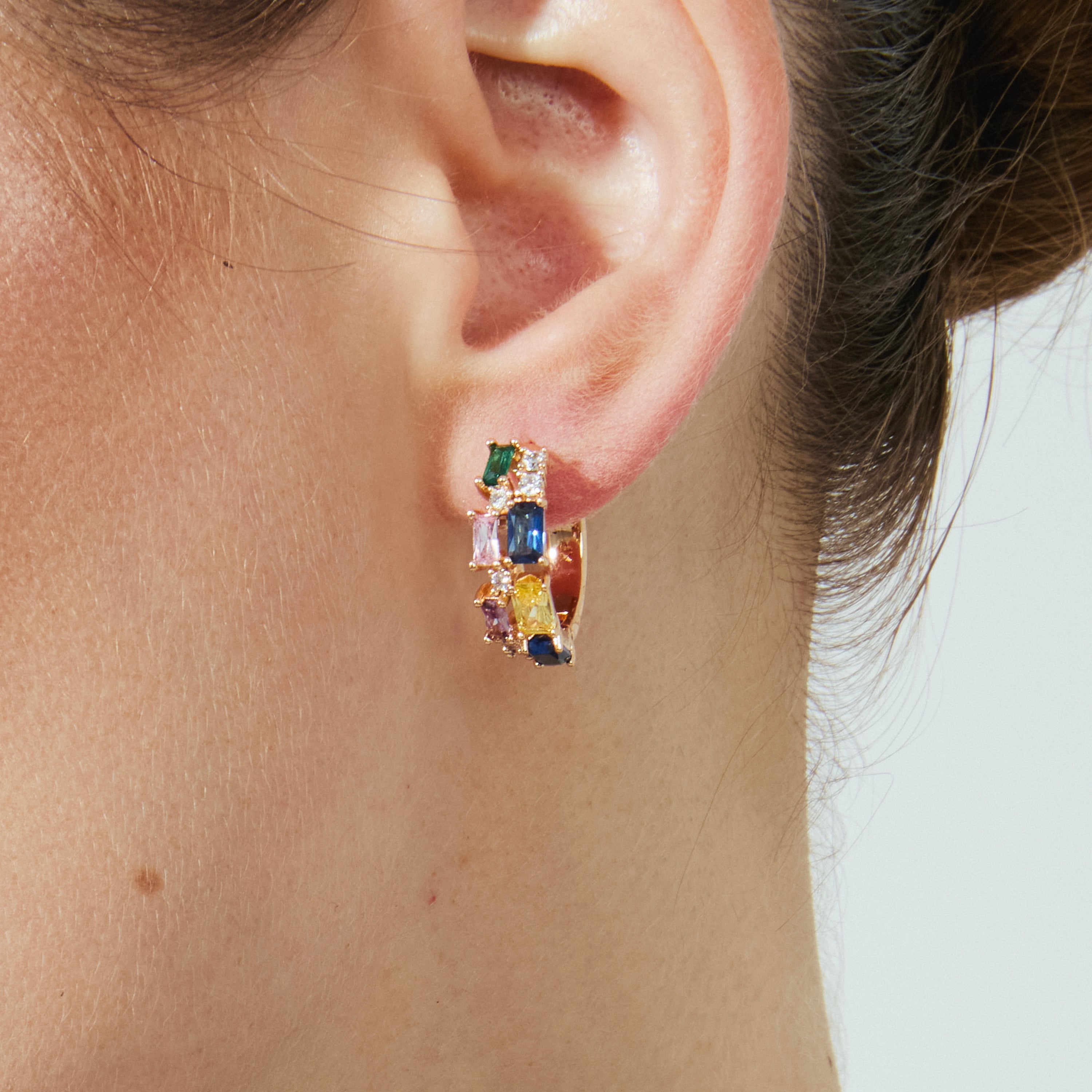 18k yellow gold finish earrings with multicolored zirconia - Rurik