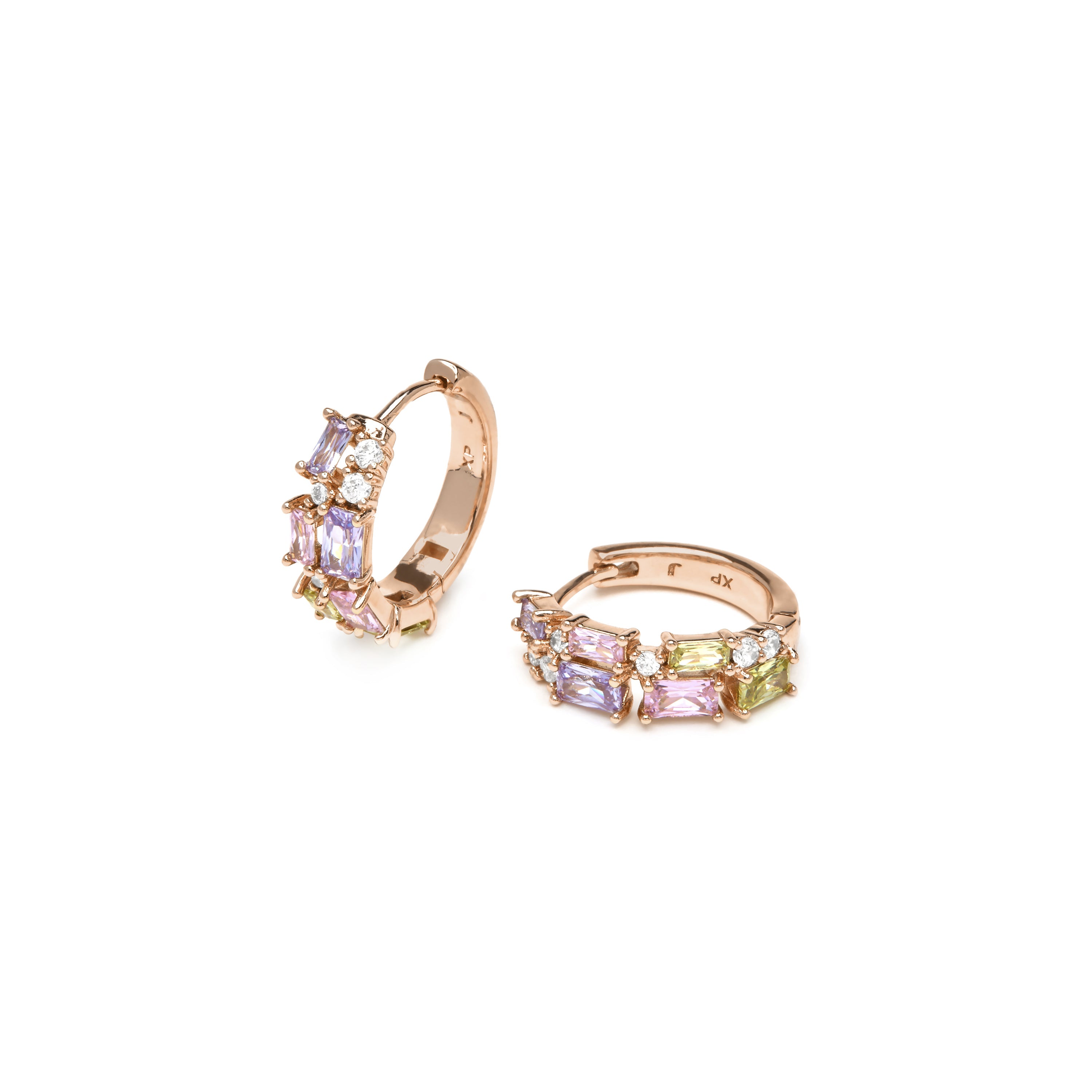 Brincos com acabamento em ouro amarelo 18k e zircônia multicolorida - Rurik