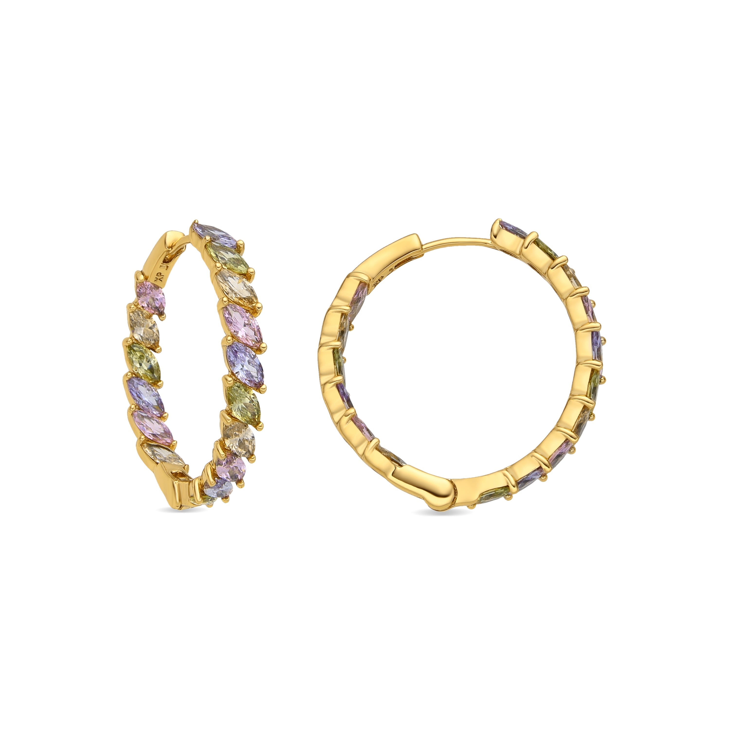 18k yellow gold finish earrings with multicolored zirconia - Anroth