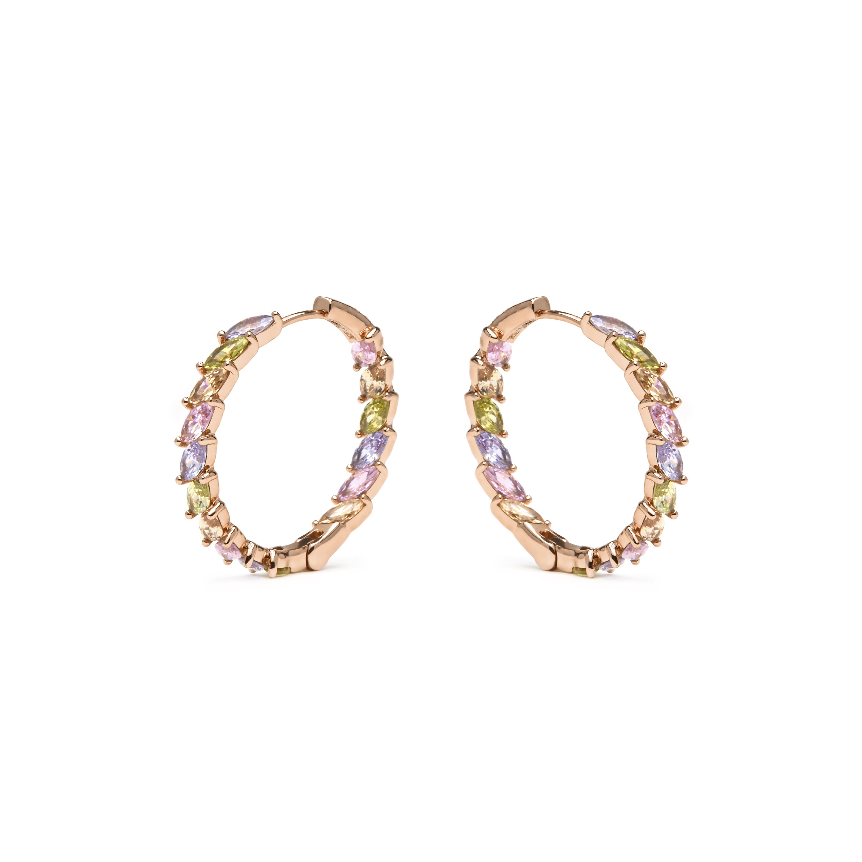 Pendientes acabado oro amarillo de 18k y Circonita Multicolor - Anroth