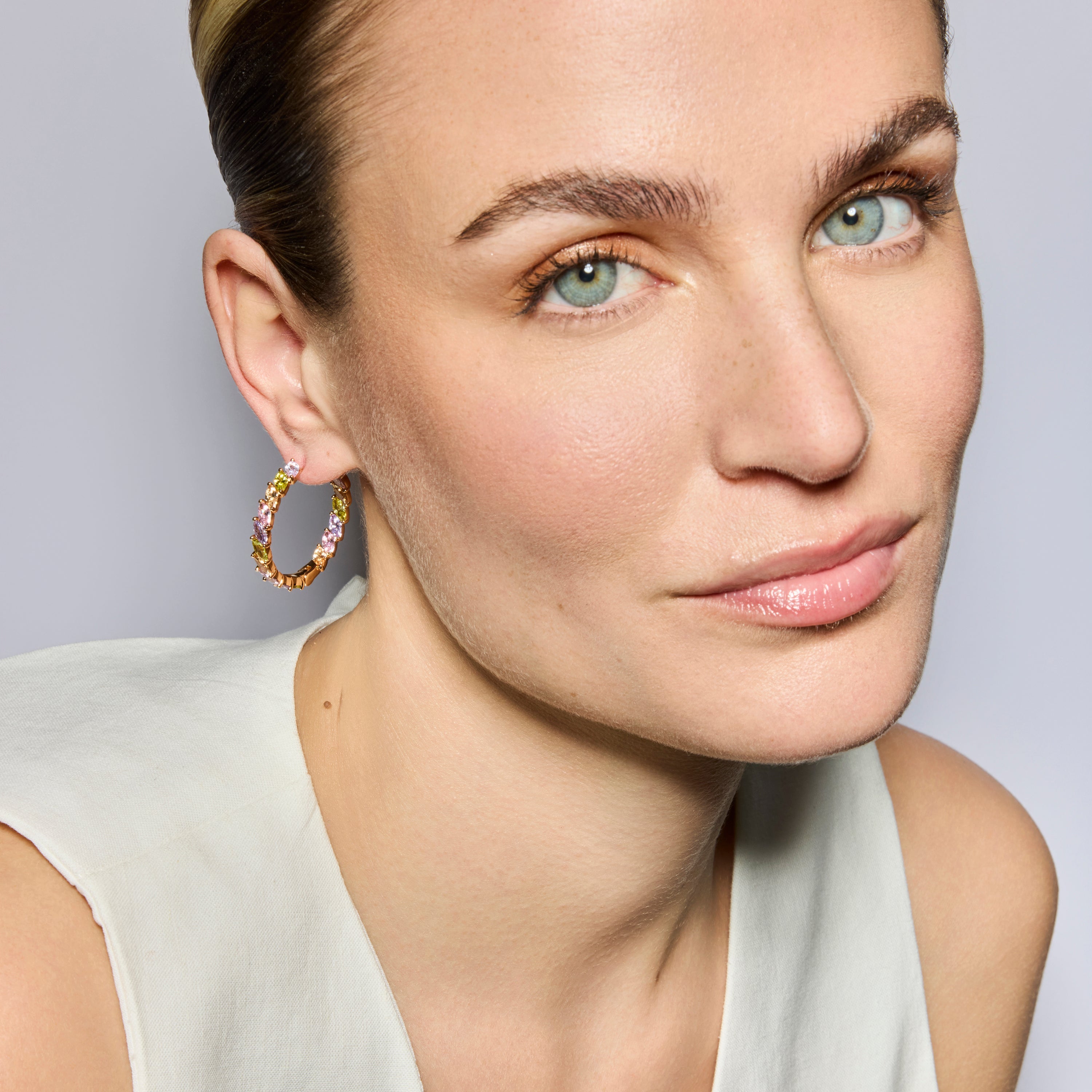 18k yellow gold finish earrings with multicolored zirconia - Anroth