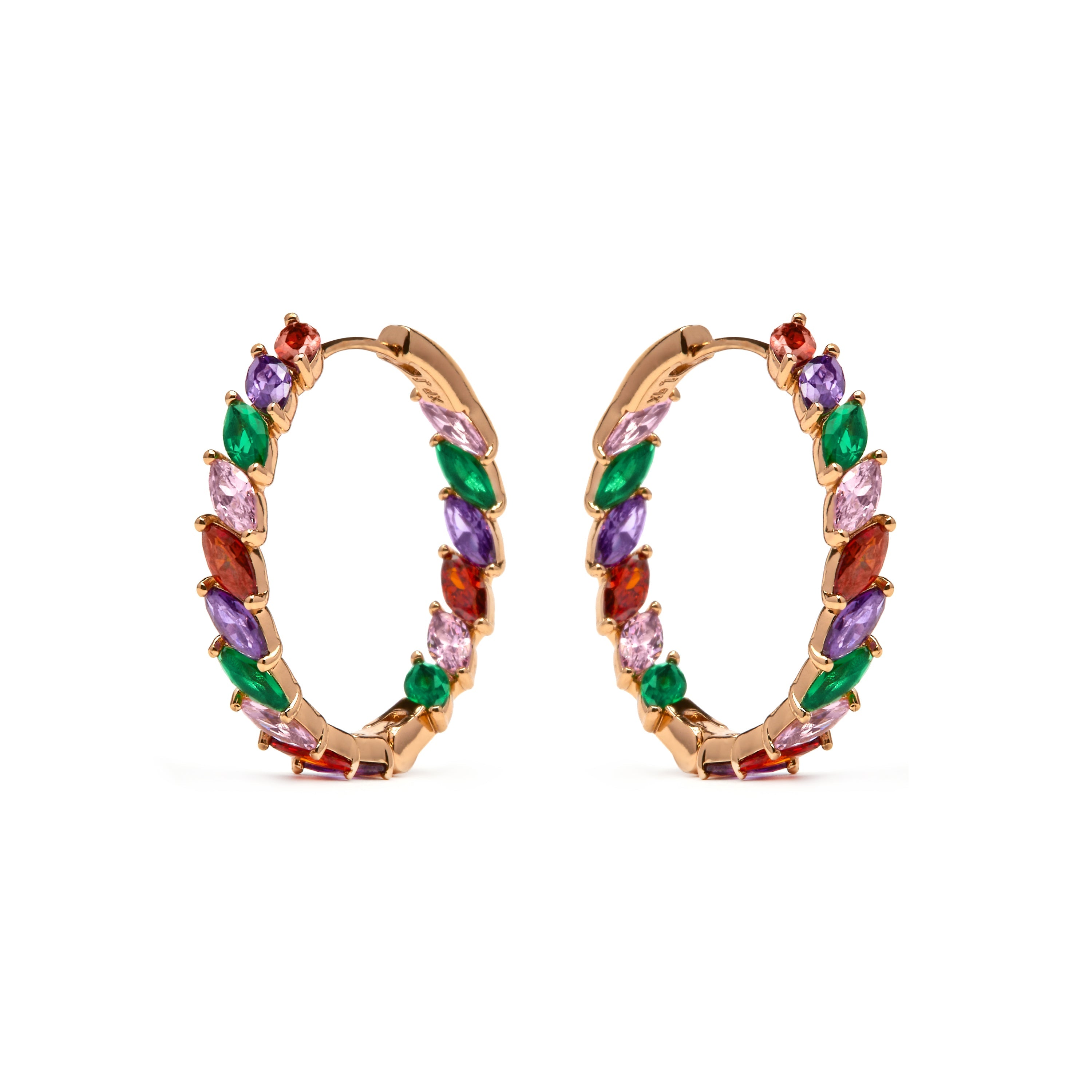 18k yellow gold finish earrings with multicolored zirconia - Anroth