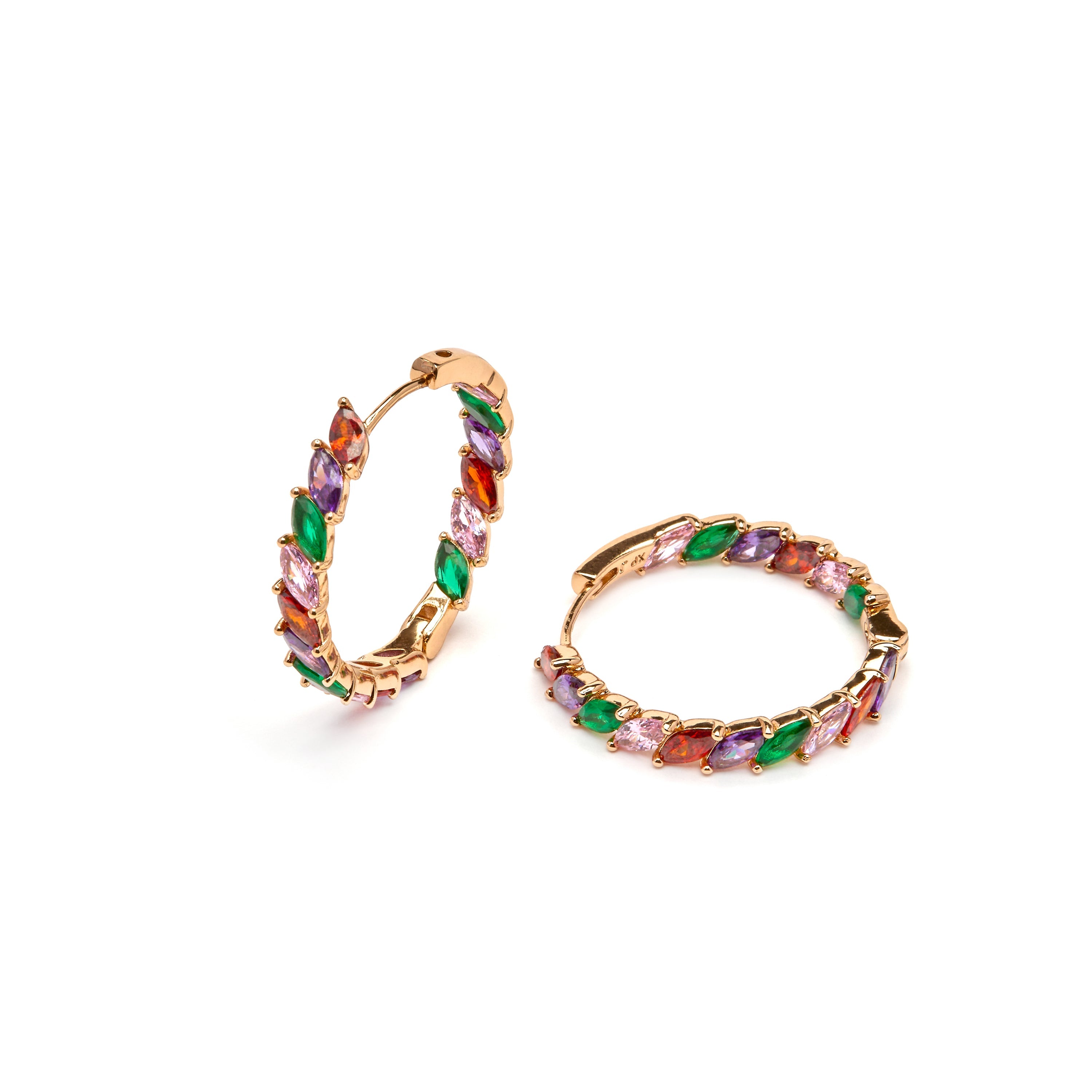 18k yellow gold finish earrings with multicolored zirconia - Anroth