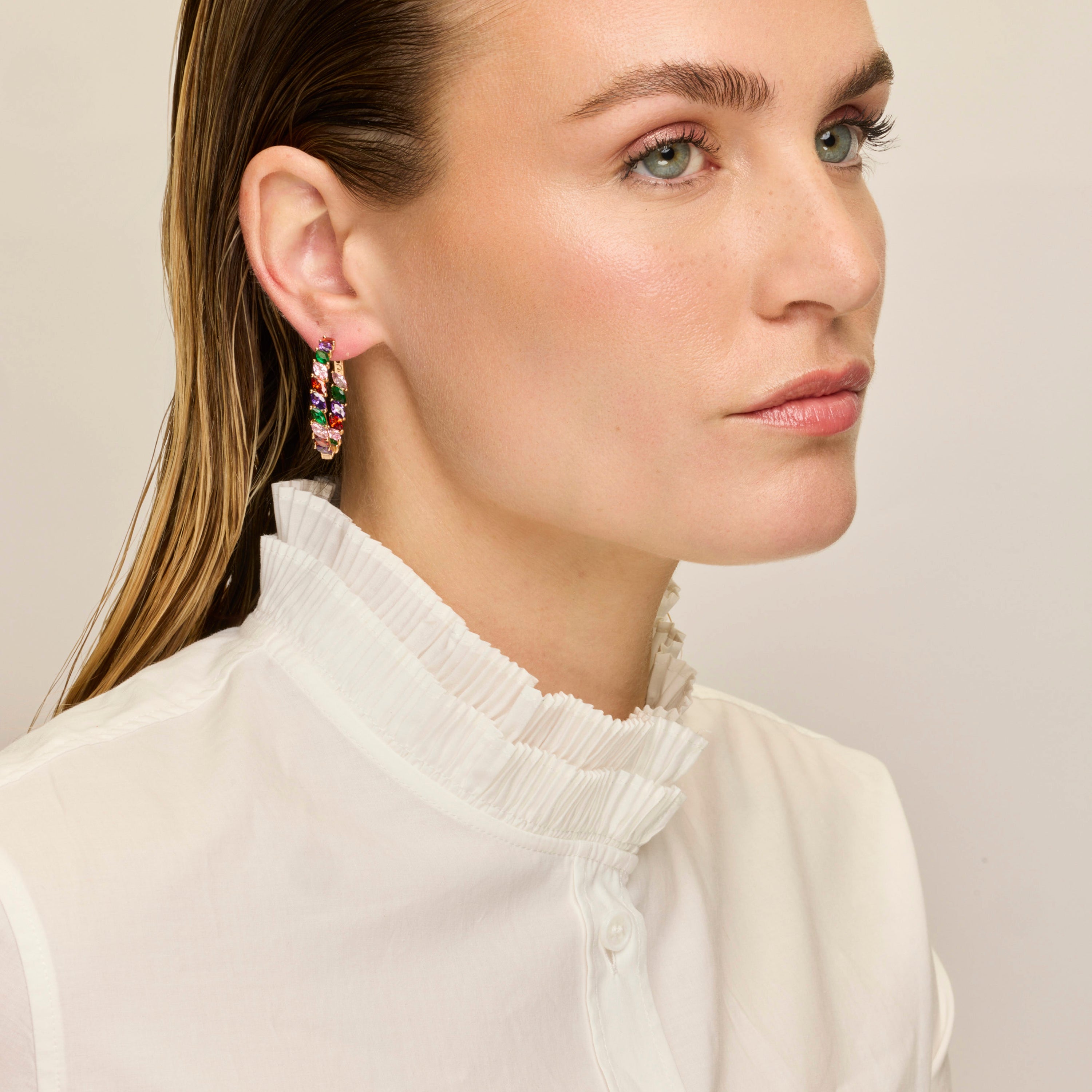 18k yellow gold finish earrings with multicolored zirconia - Anroth