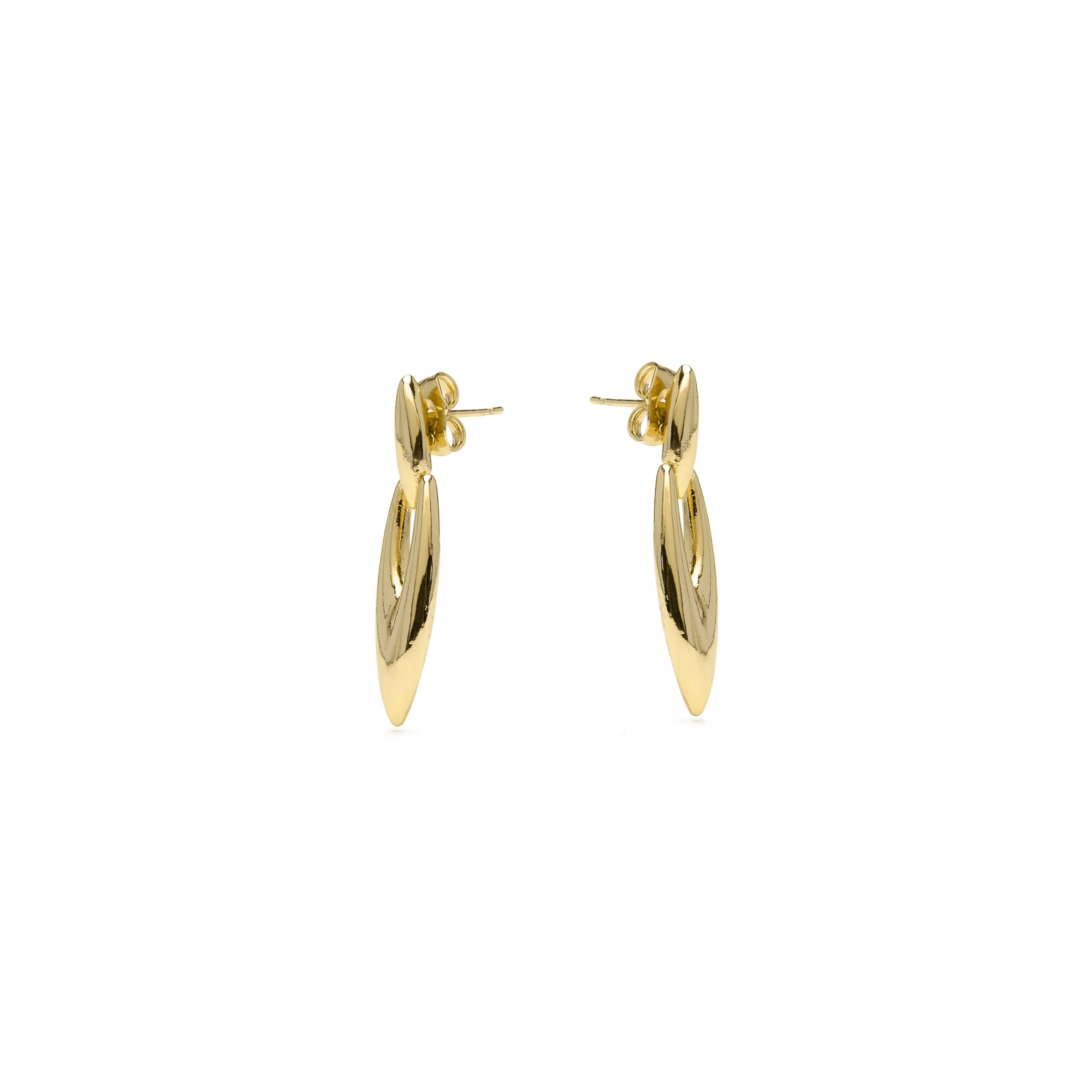 18k yellow gold finish earrings with Aquamarine Zirconia - Shafaw