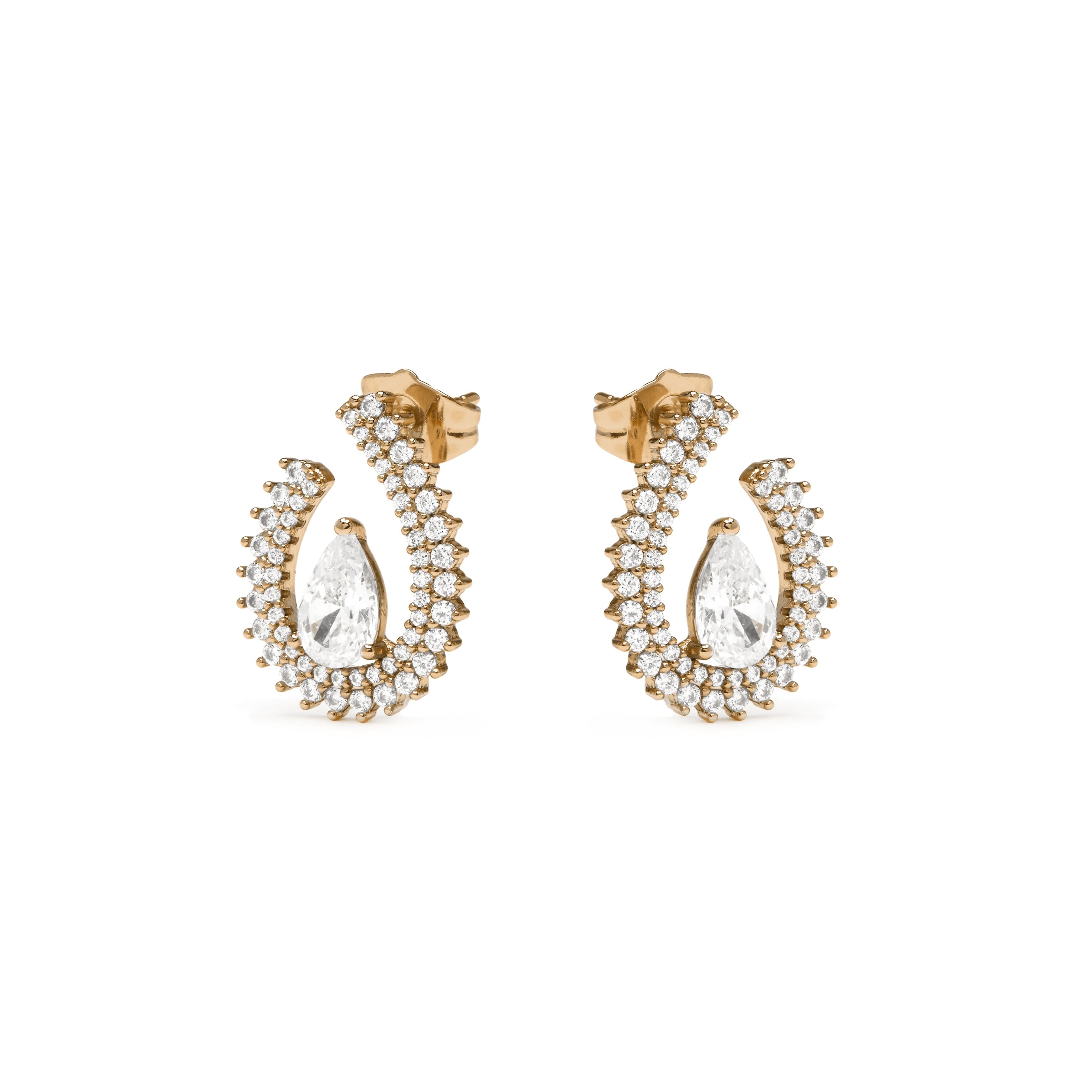 Pendientes acabado oro amarillo de 18k y Circonita Brillante - Goep