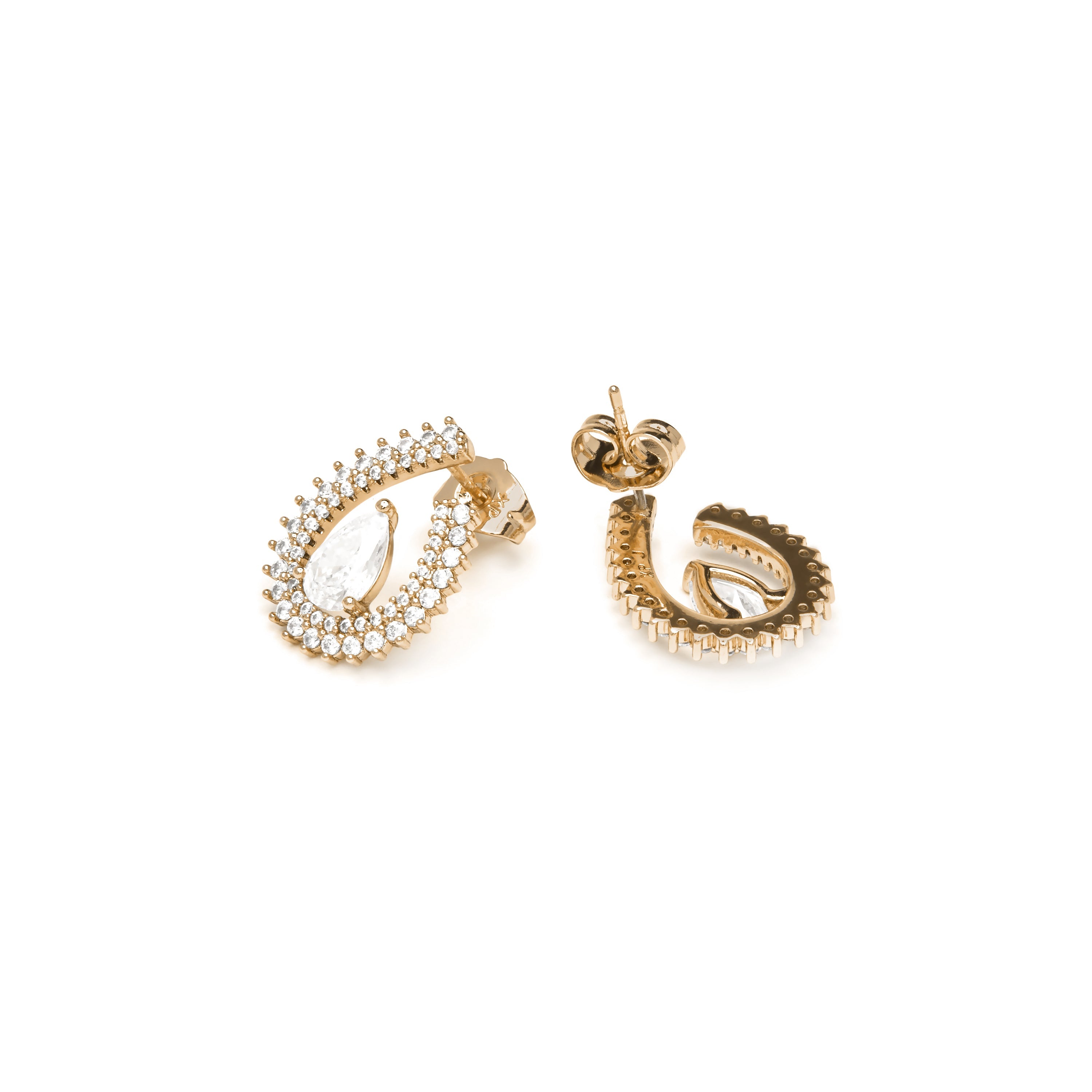Pendientes acabado oro amarillo de 18k y Circonita Brillante - Goep