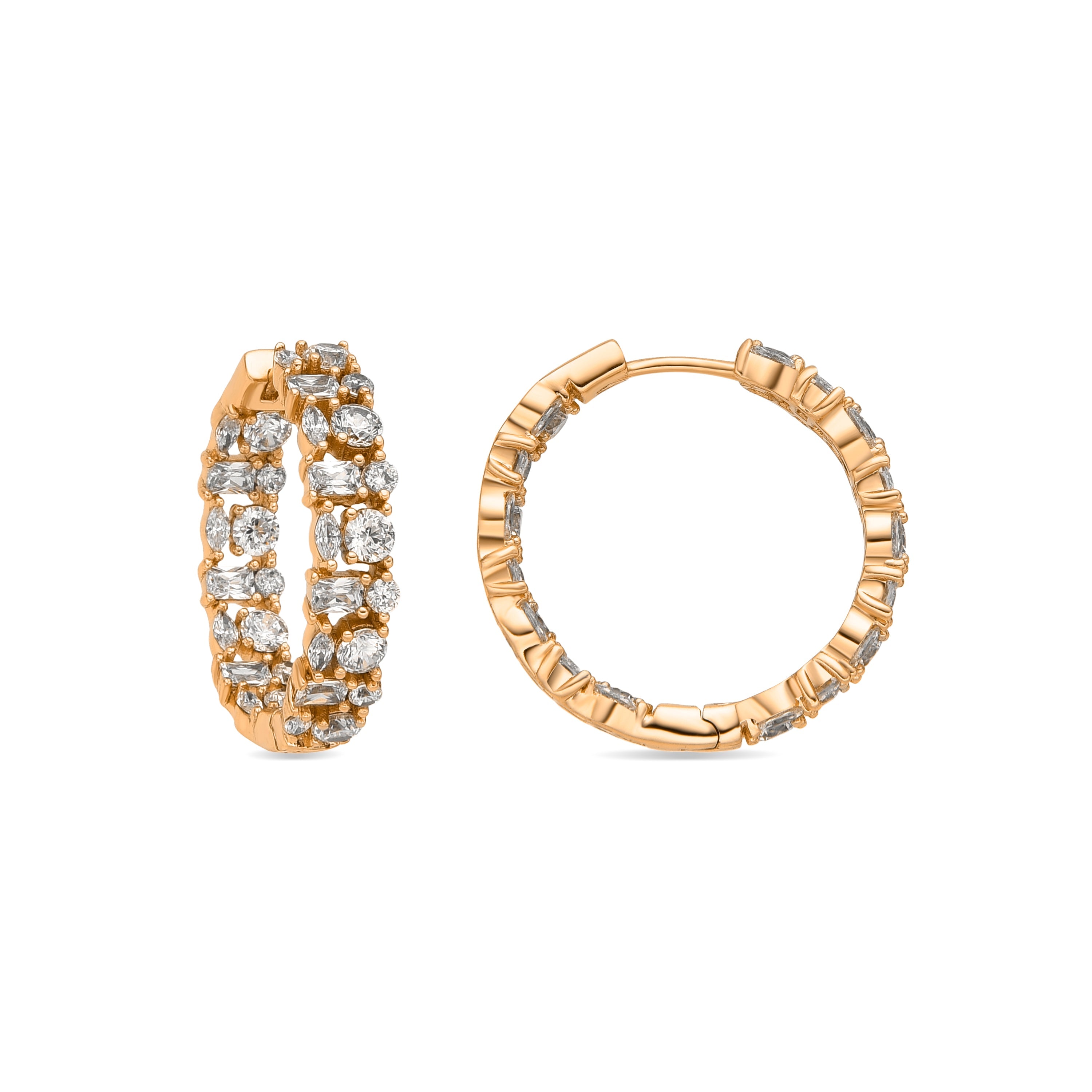 18k yellow gold finish earrings with brilliant zirconia - Buya