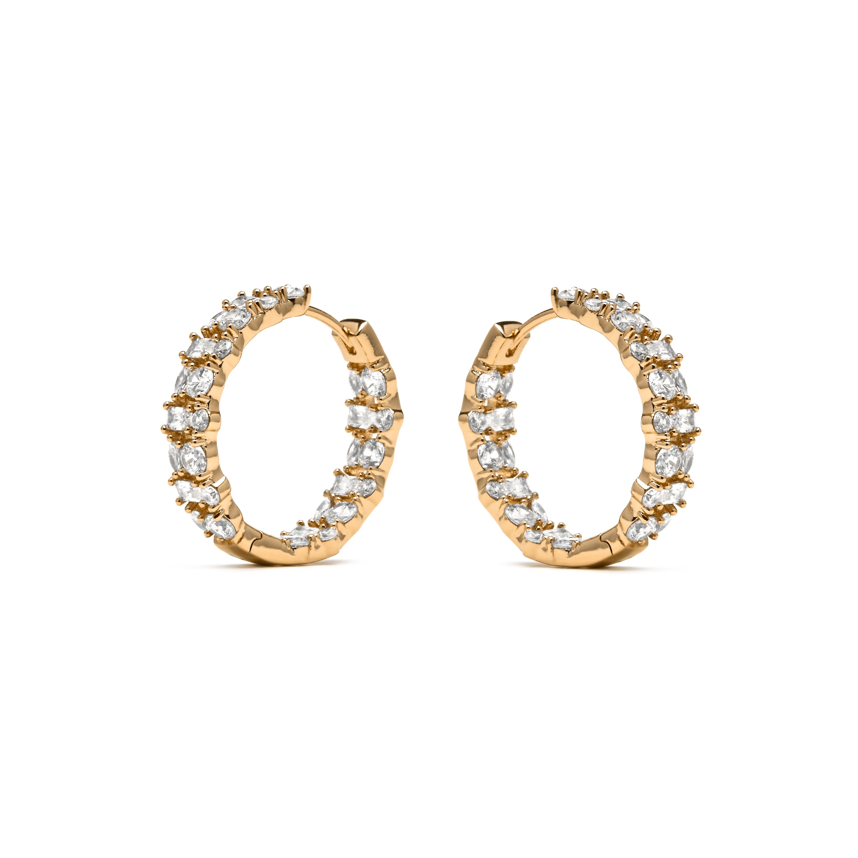 18k yellow gold finish earrings with brilliant zirconia - Buya