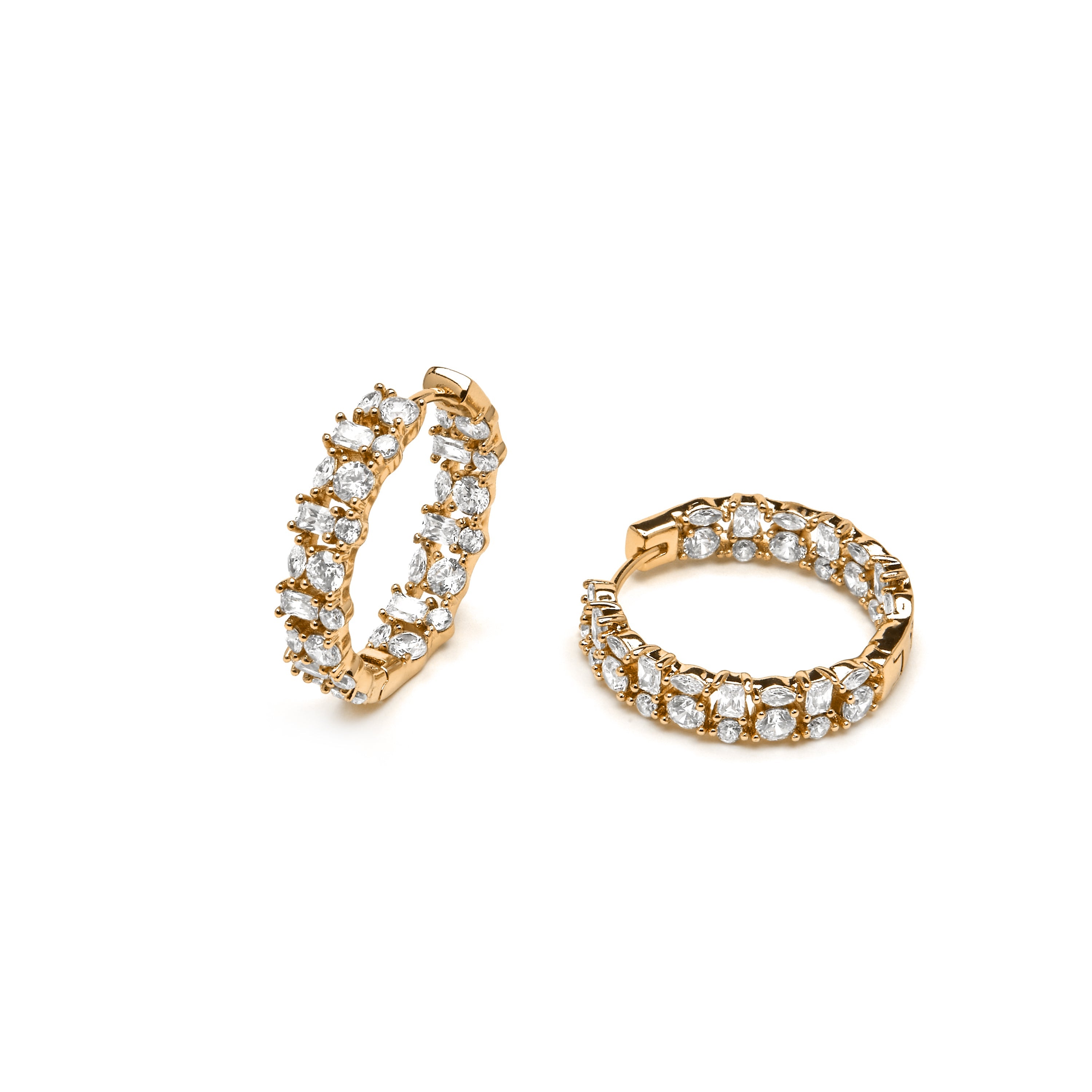 18k yellow gold finish earrings with brilliant zirconia - Buya