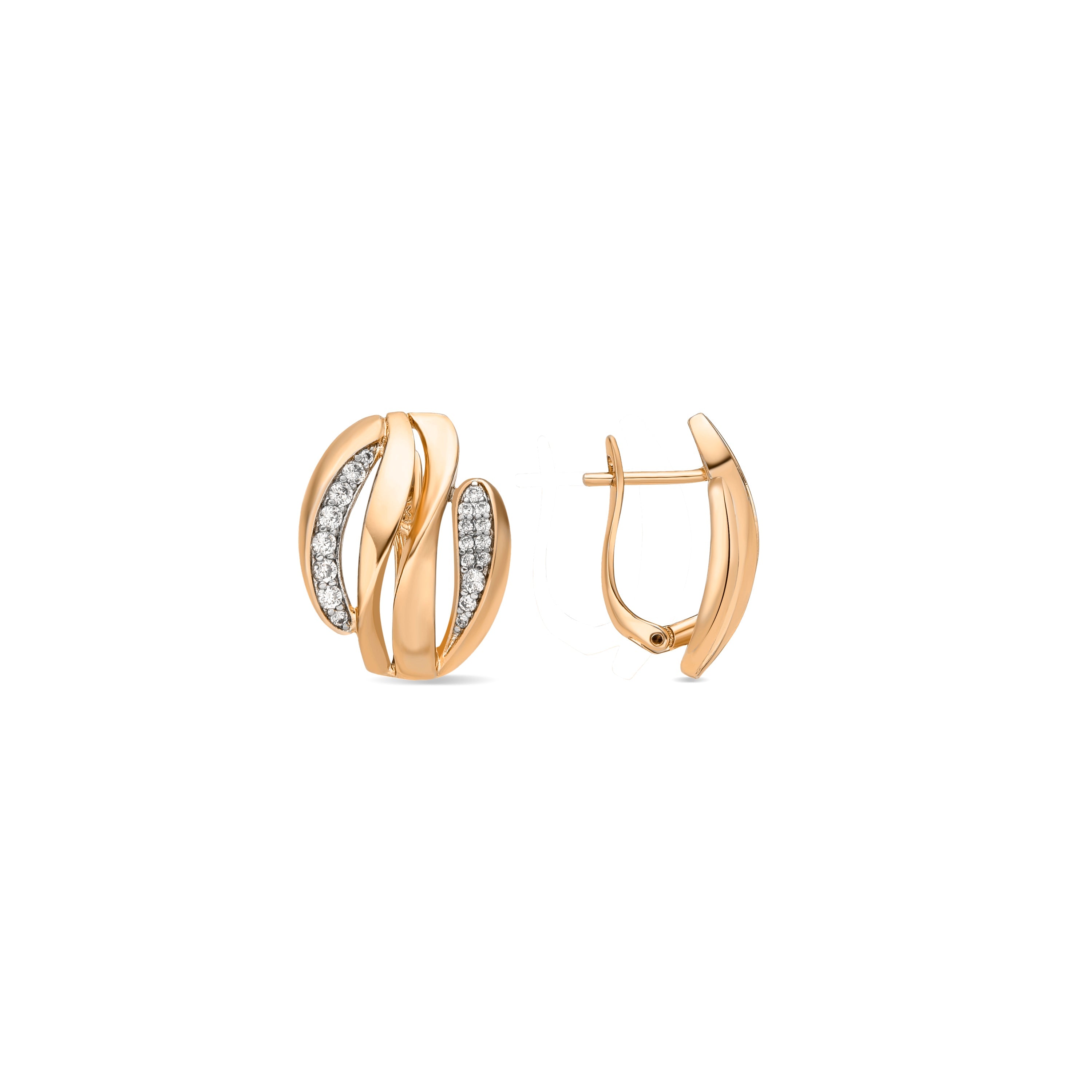Brincos acabamento ouro amarelo 18k e Zircônia Brilhante - Balik