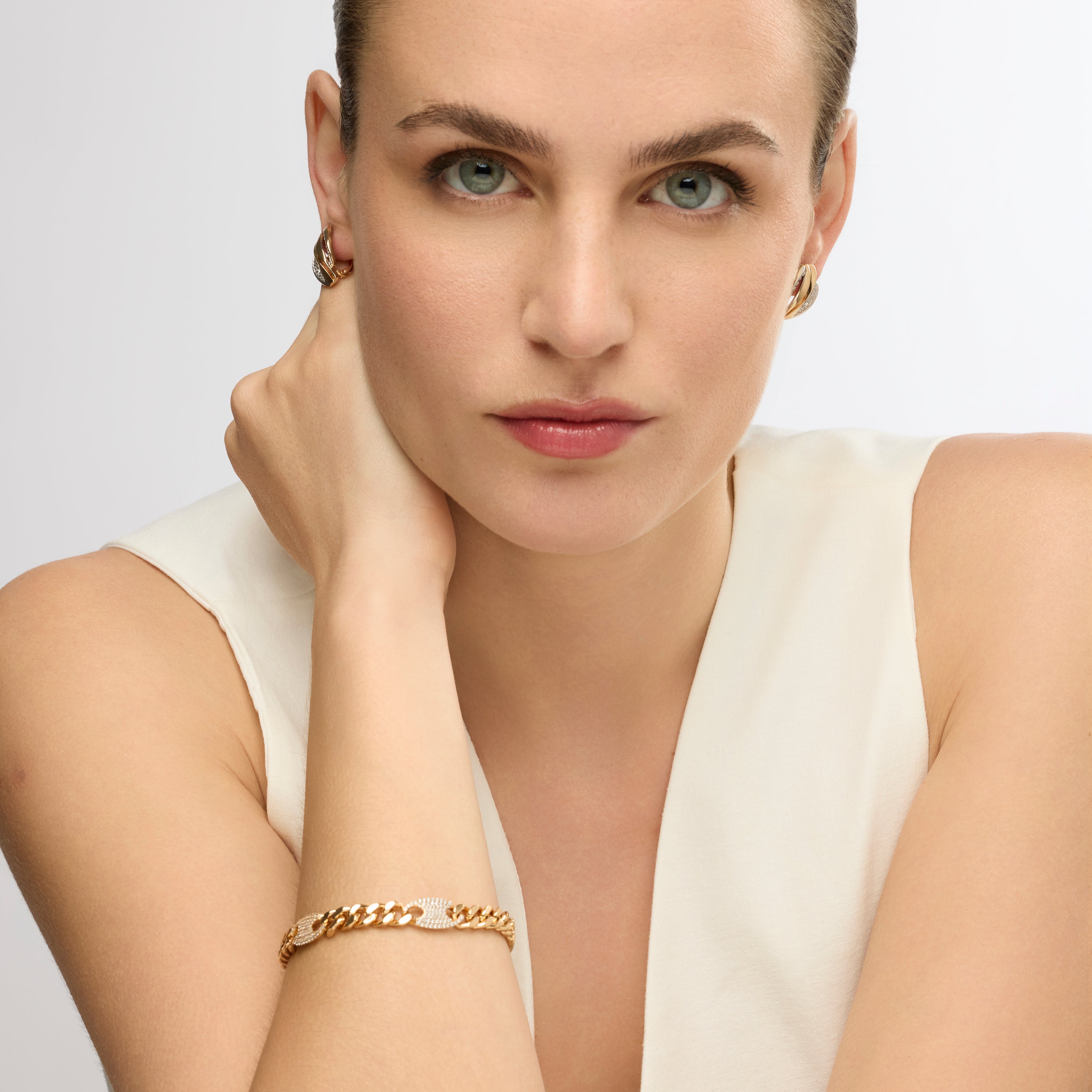 18k yellow gold finish earrings with brilliant zirconia - Balik