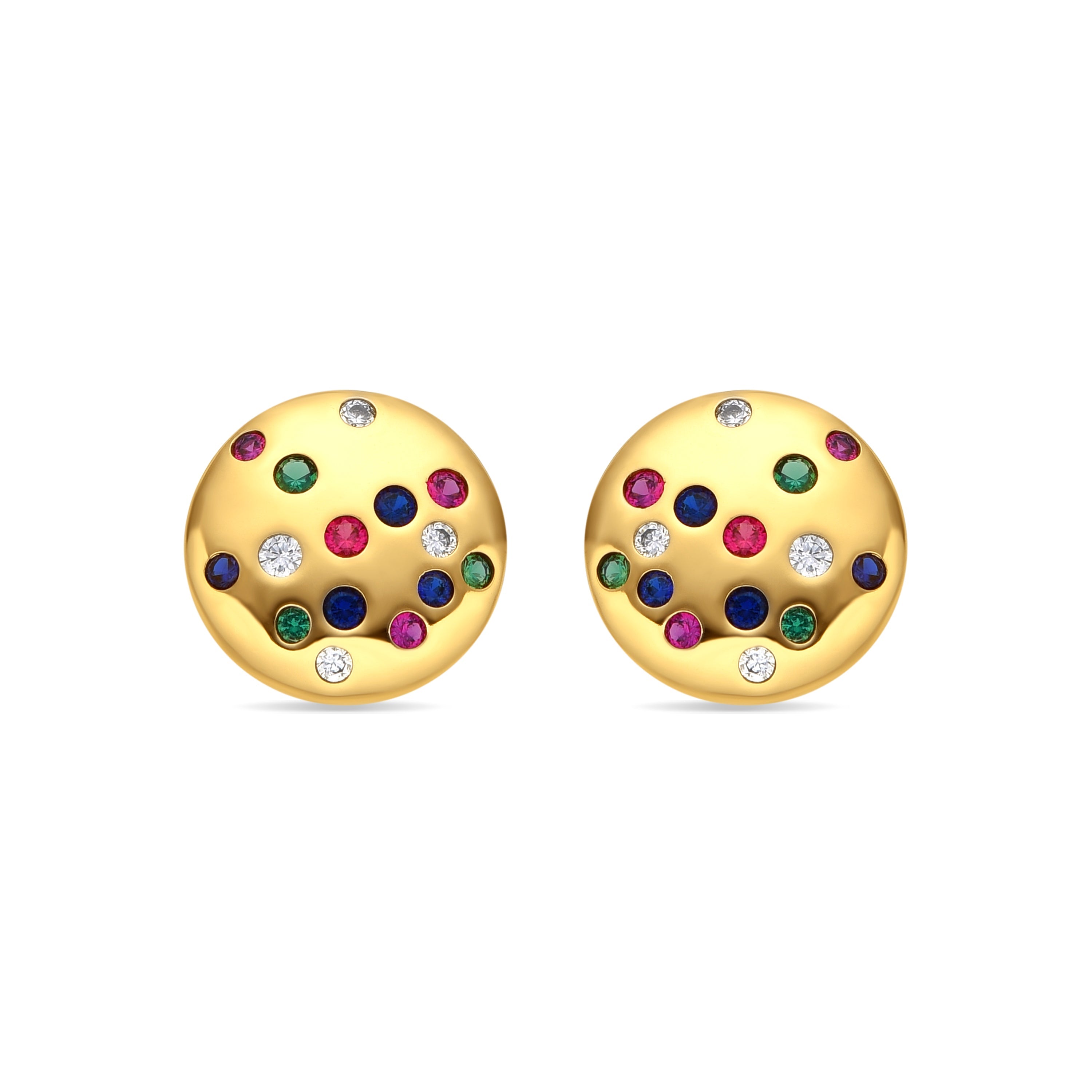 18k yellow gold finish and Multicolor Zirconia earrings - Udywa