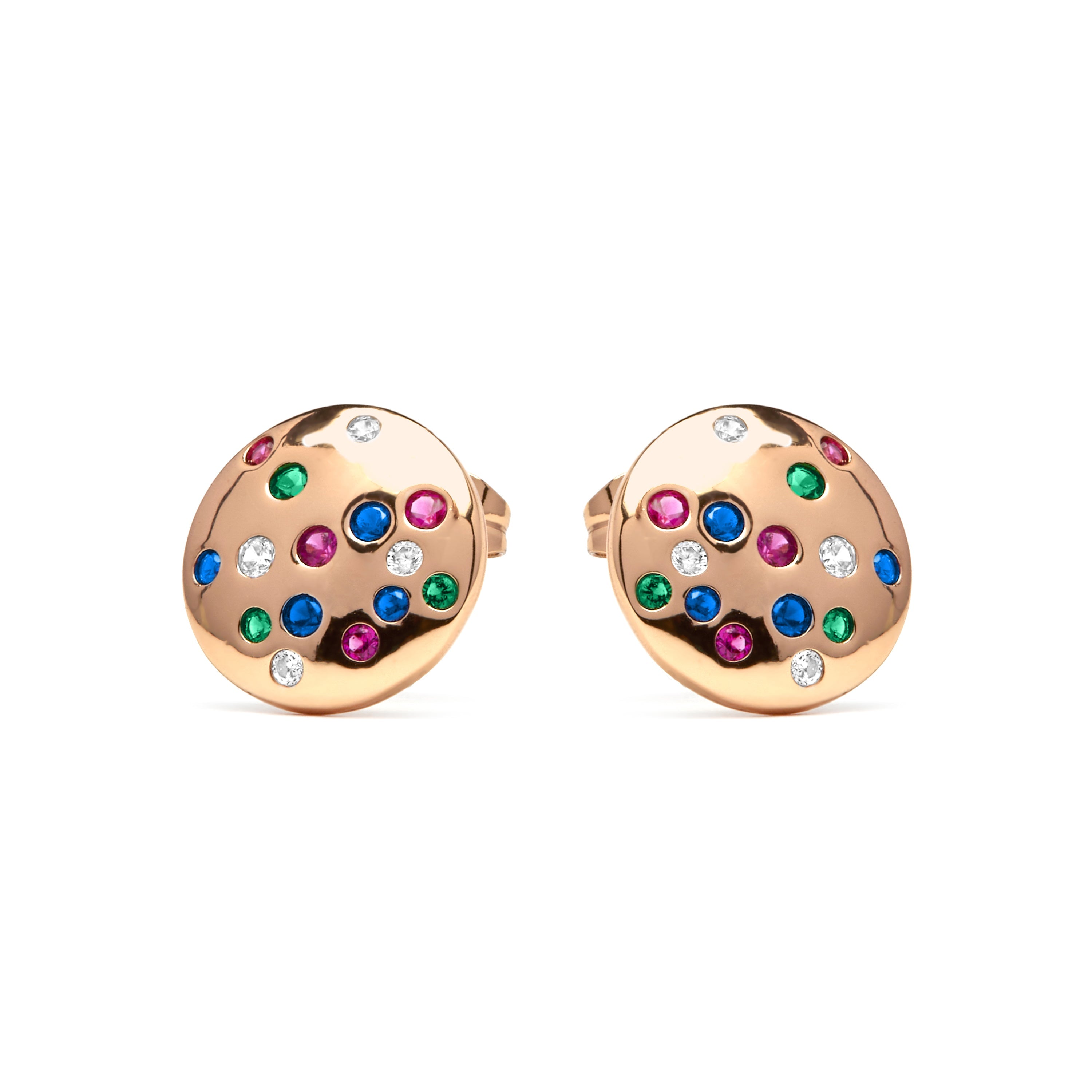 18k yellow gold finish and Multicolor Zirconia earrings - Udywa