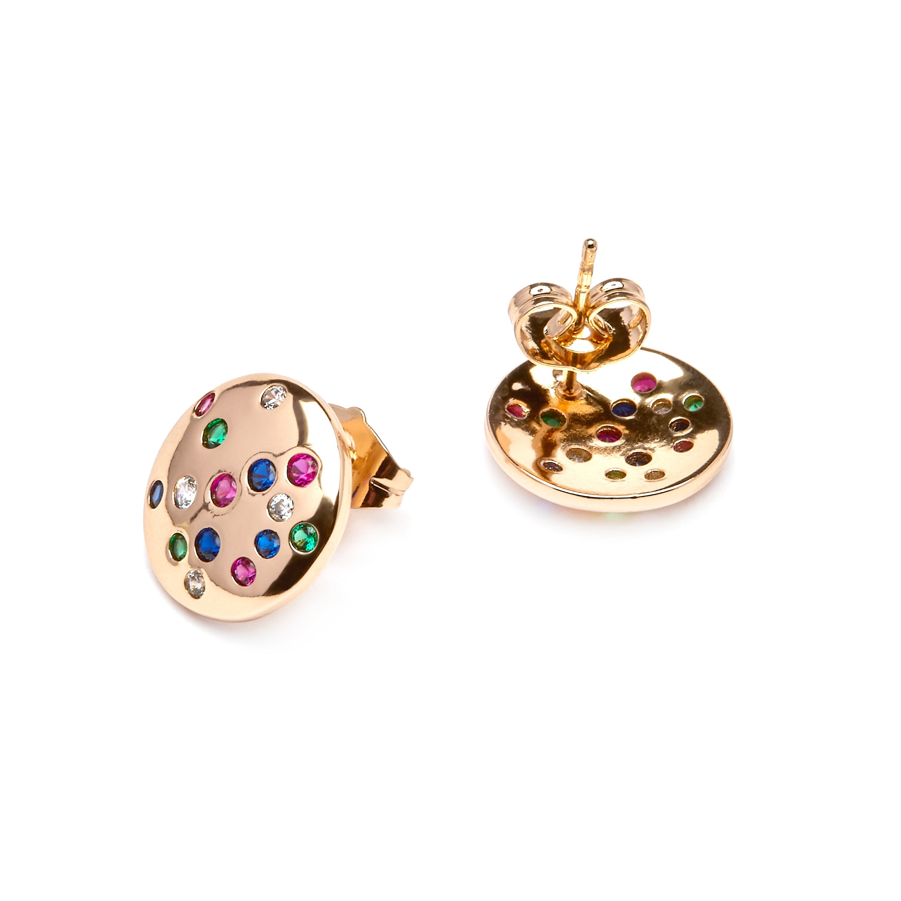 18k yellow gold finish and Multicolor Zirconia earrings - Udywa