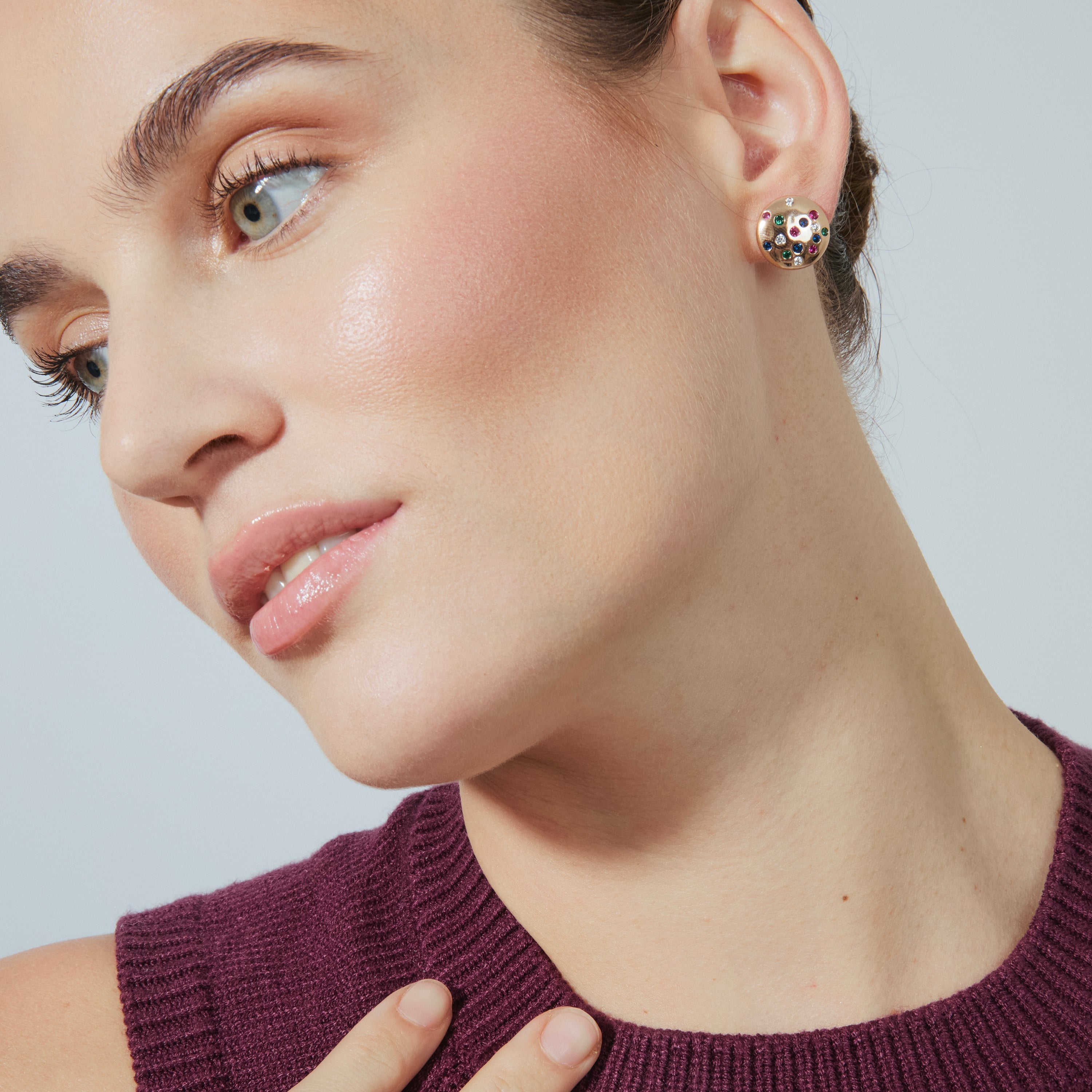 18k yellow gold finish and Multicolor Zirconia earrings - Udywa