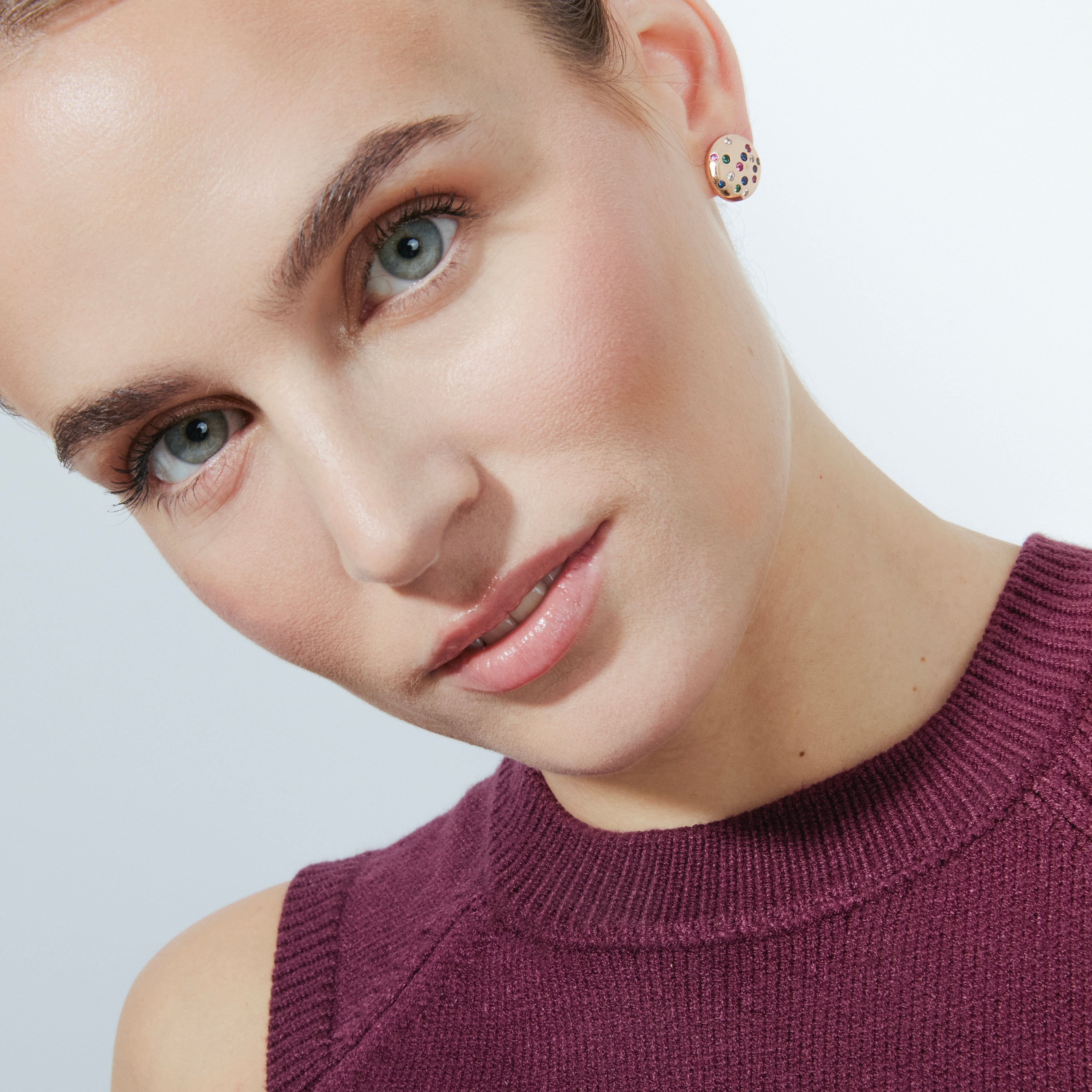 18k yellow gold finish and Multicolor Zirconia earrings - Udywa