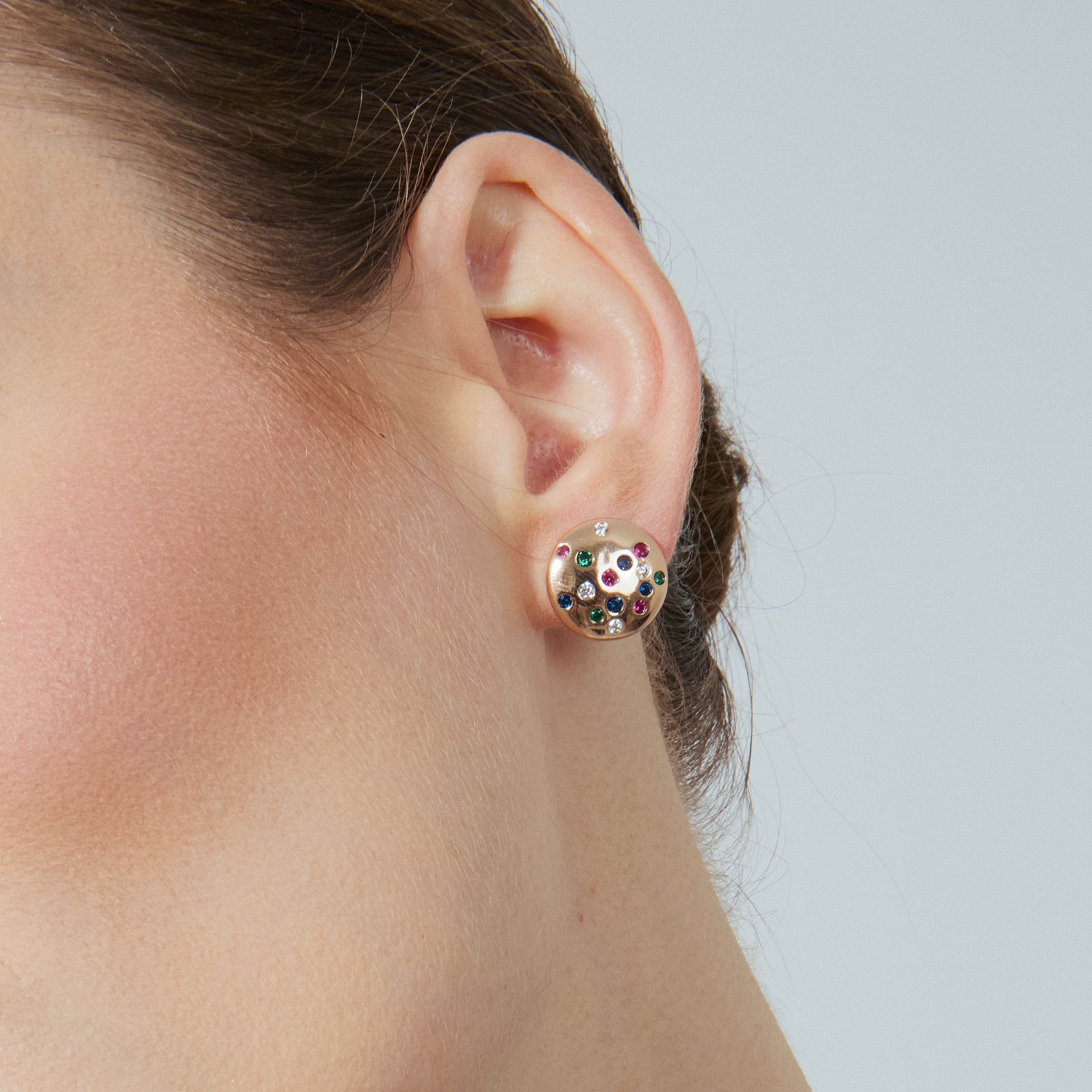 18k yellow gold finish and Multicolor Zirconia earrings - Udywa