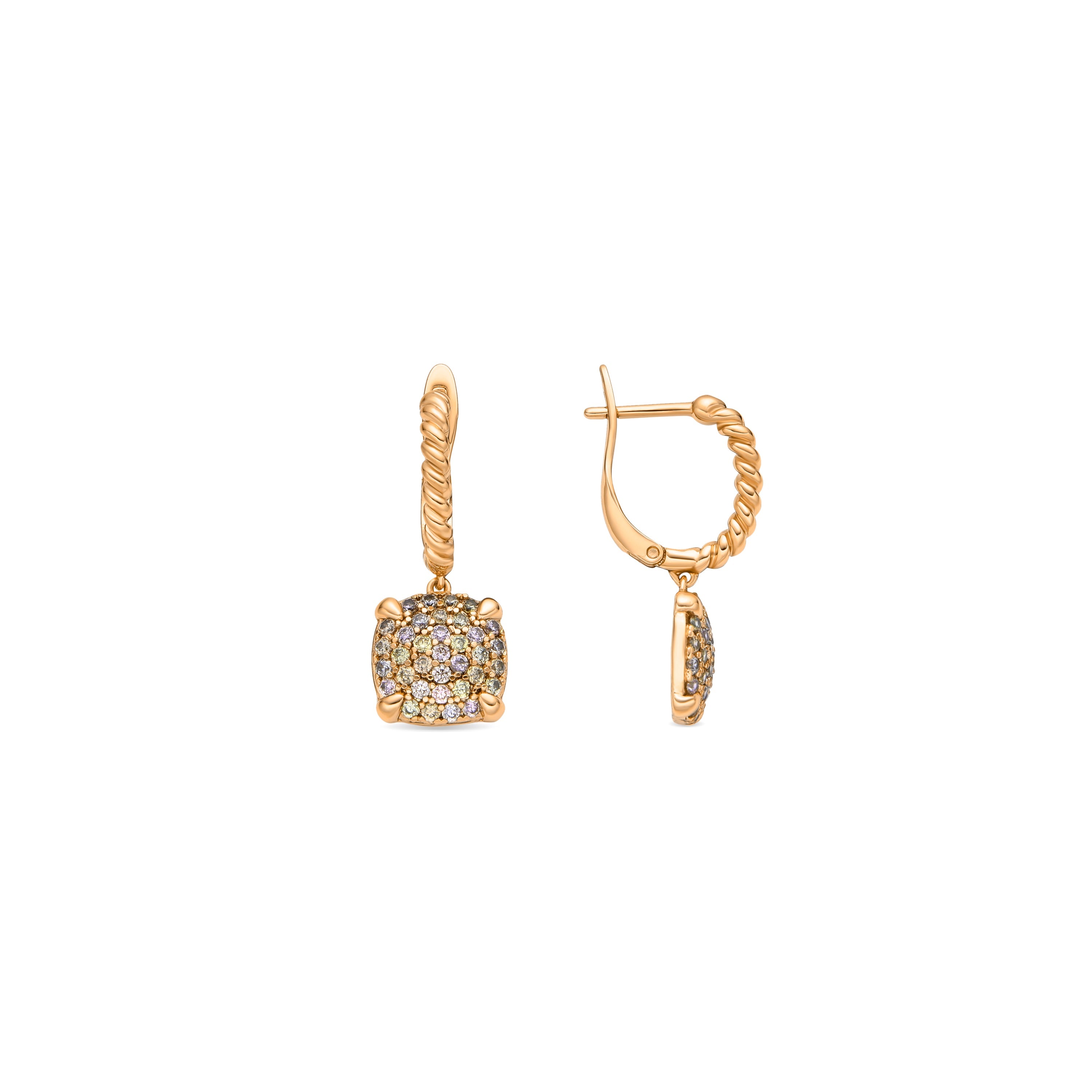 Brincos banhados a ouro amarelo 18k e zircônia cúbica brilhante - Leza