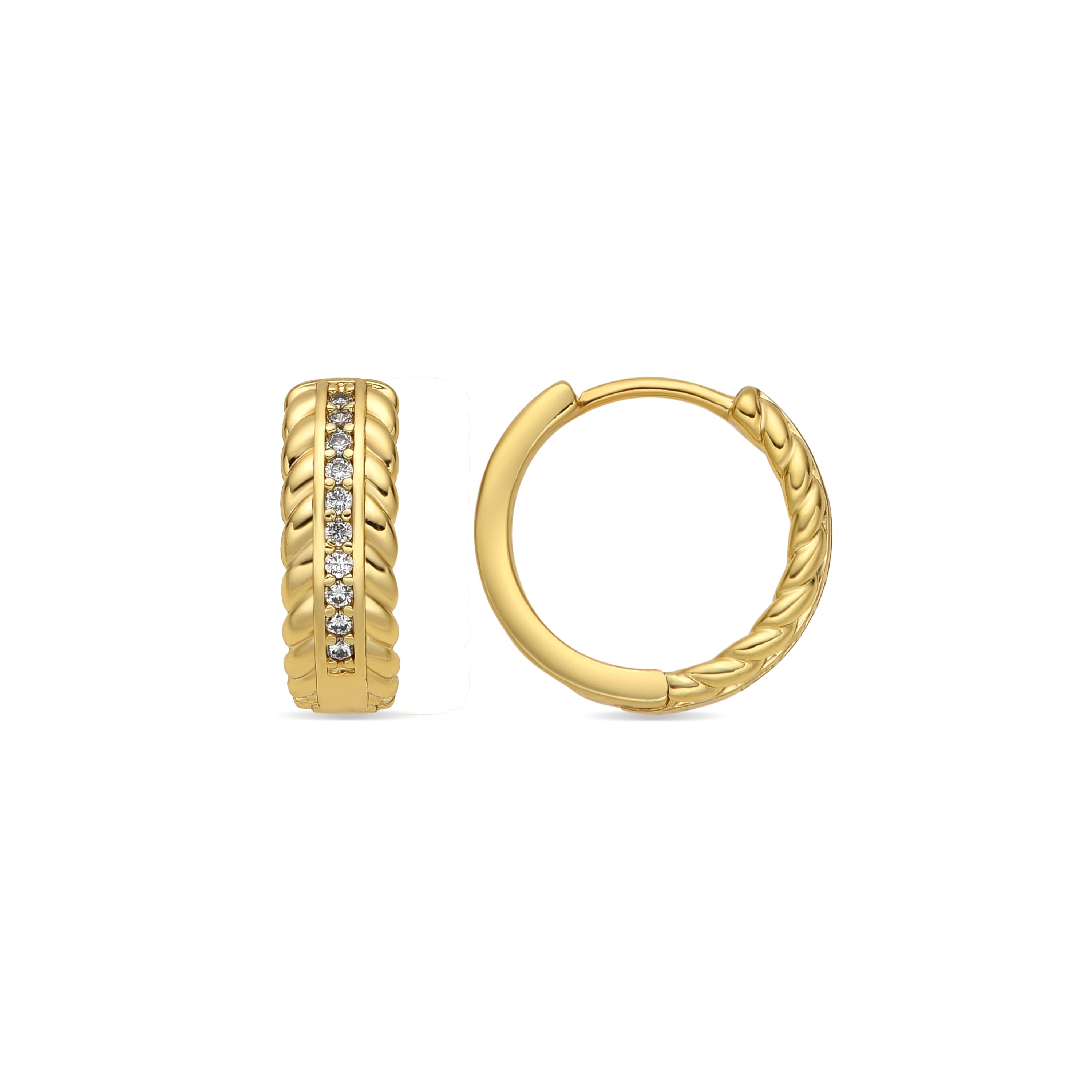 18k Yellow Gold Finish and Brilliant Cubic Zirconia Earrings - Diadan