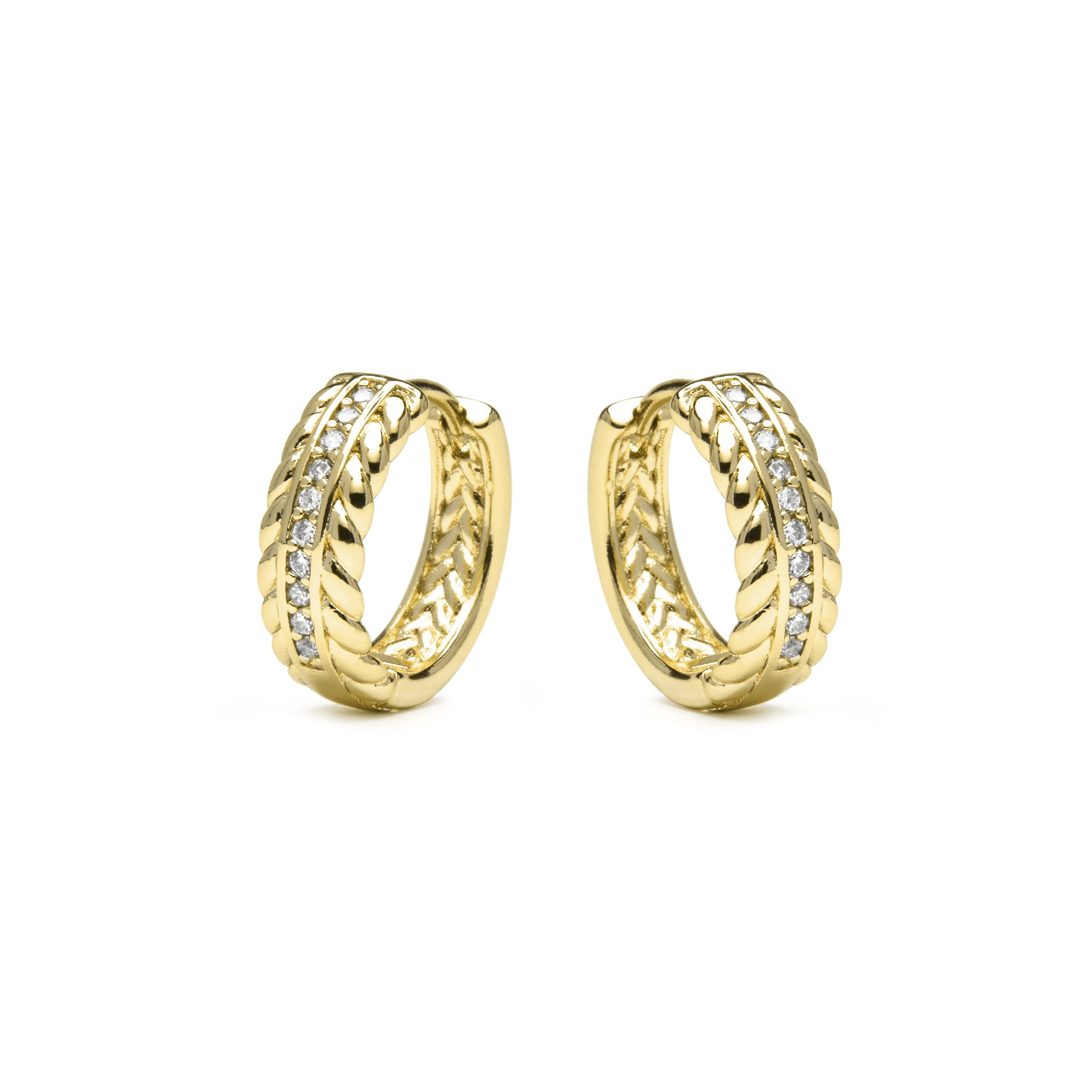 Pendientes acabado oro amarillo de 18k y Circonita Brillante - Diadan