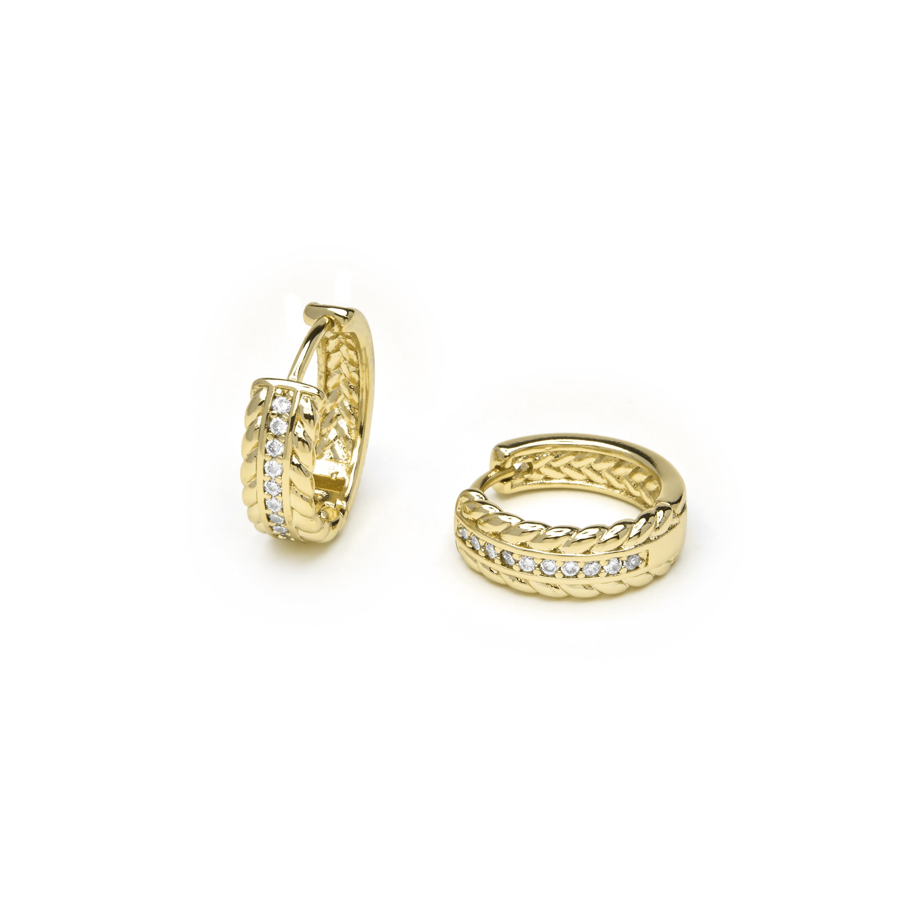 Pendientes acabado oro amarillo de 18k y Circonita Brillante - Diadan