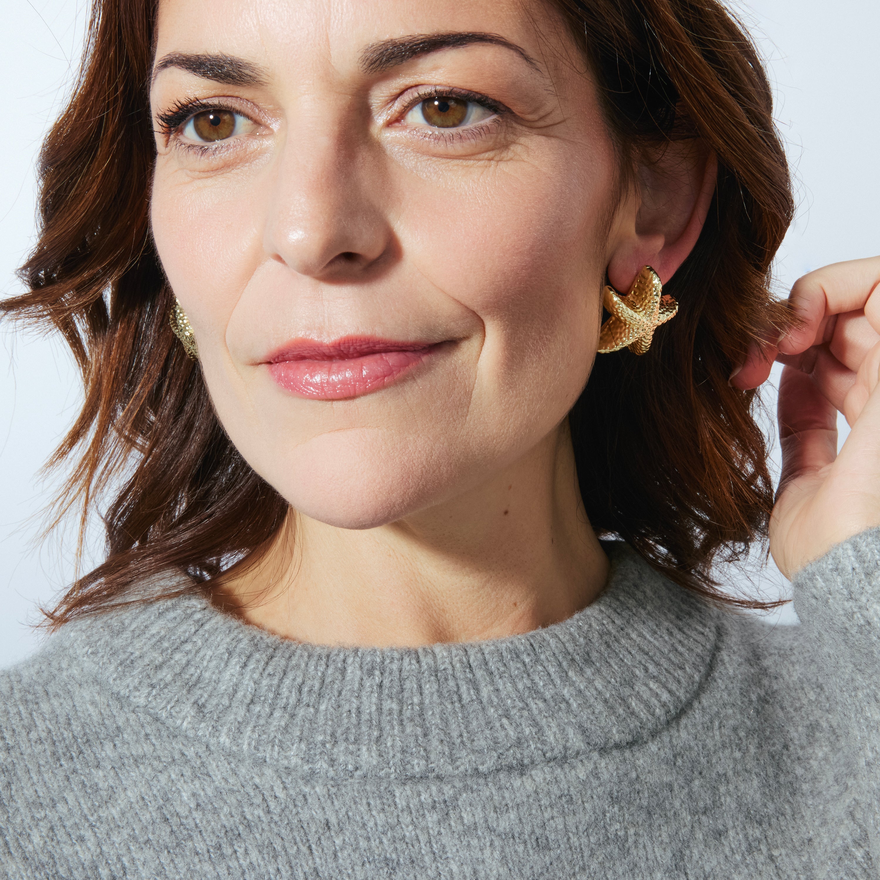 Pendientes acabado oro amarillo de 18k y Circonita Brillante - Bellah