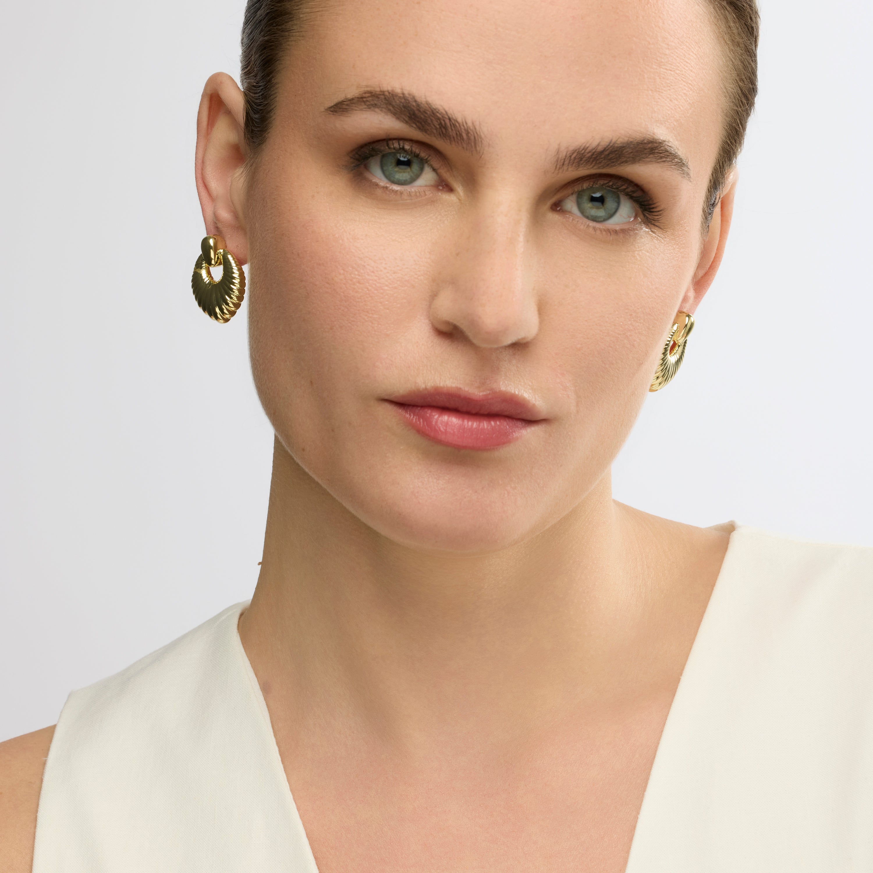 18k yellow gold finish earrings - Rajba