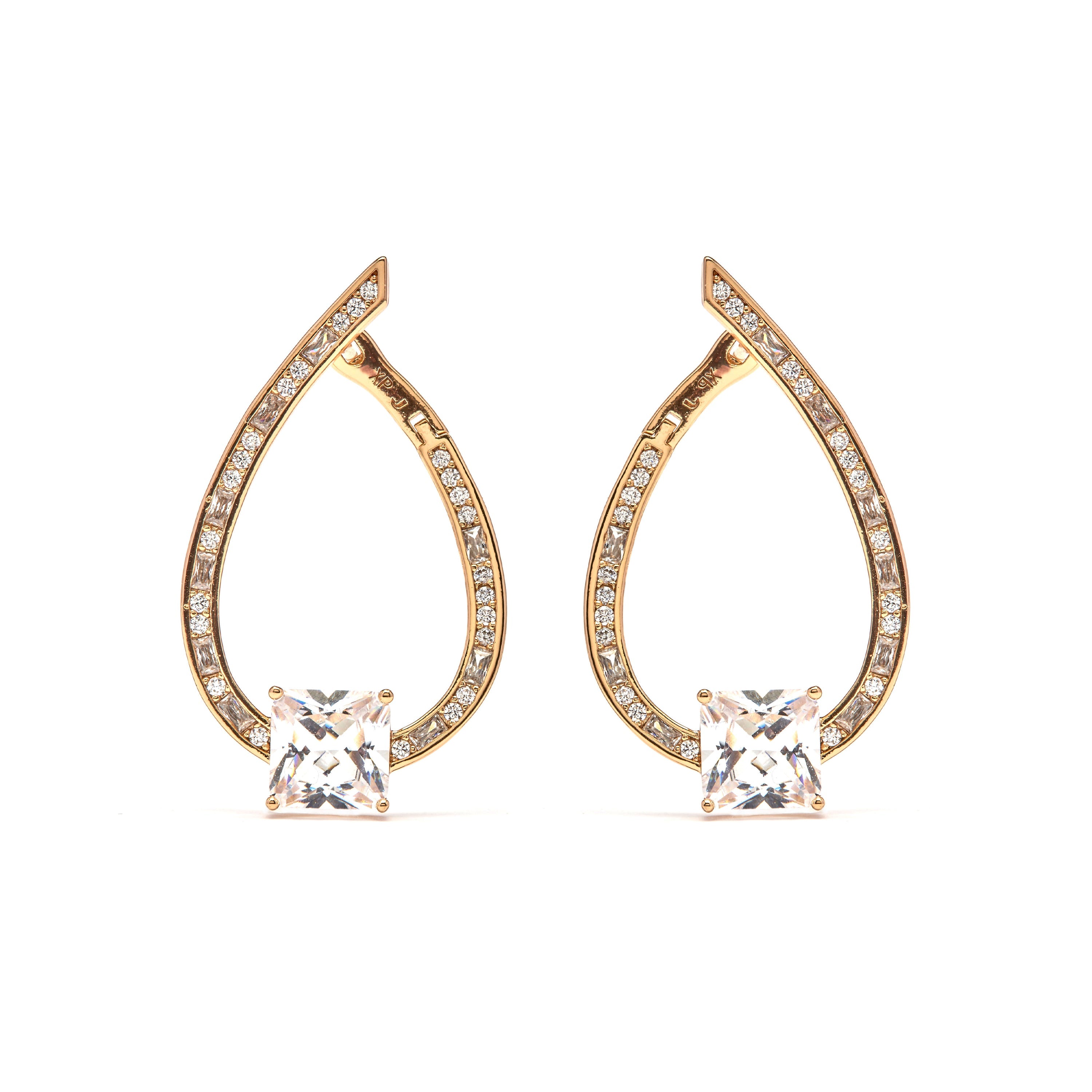 18k Yellow Gold Plated Brilliant Zirconia Stud Earrings - Shuasin