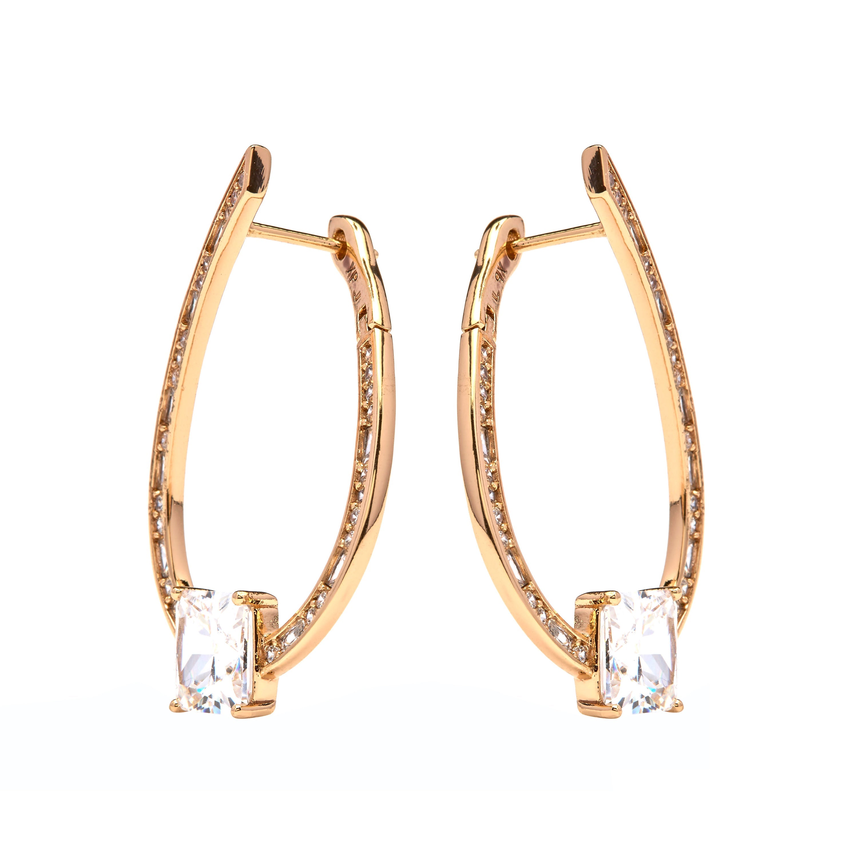18k Yellow Gold Plated Brilliant Zirconia Stud Earrings - Shuasin