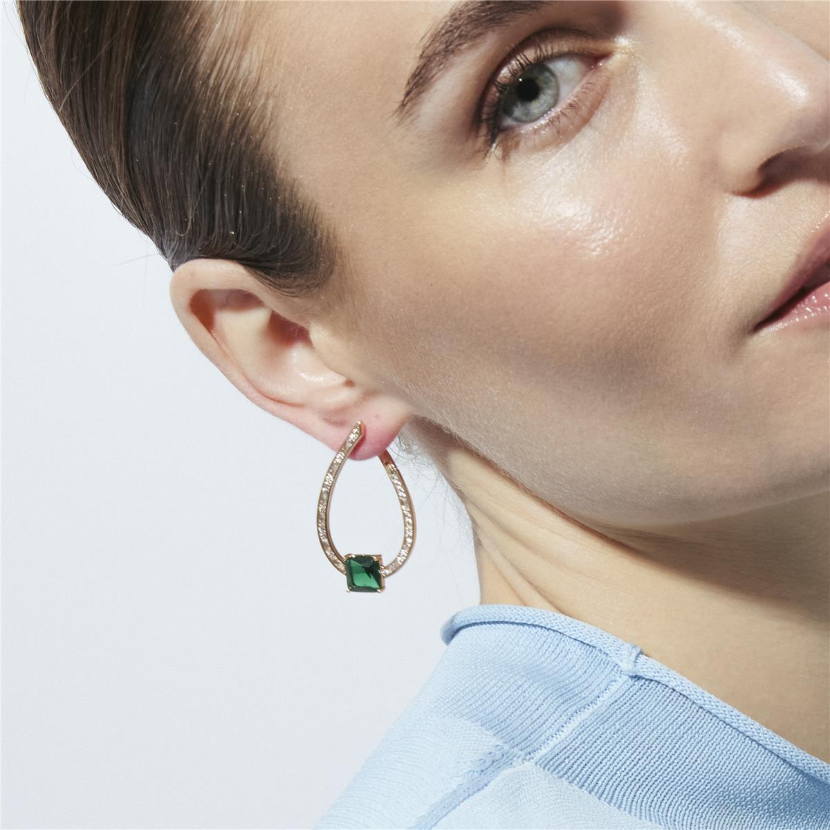 18k Yellow Gold Finish Emerald Zircon Earrings - Shuasin