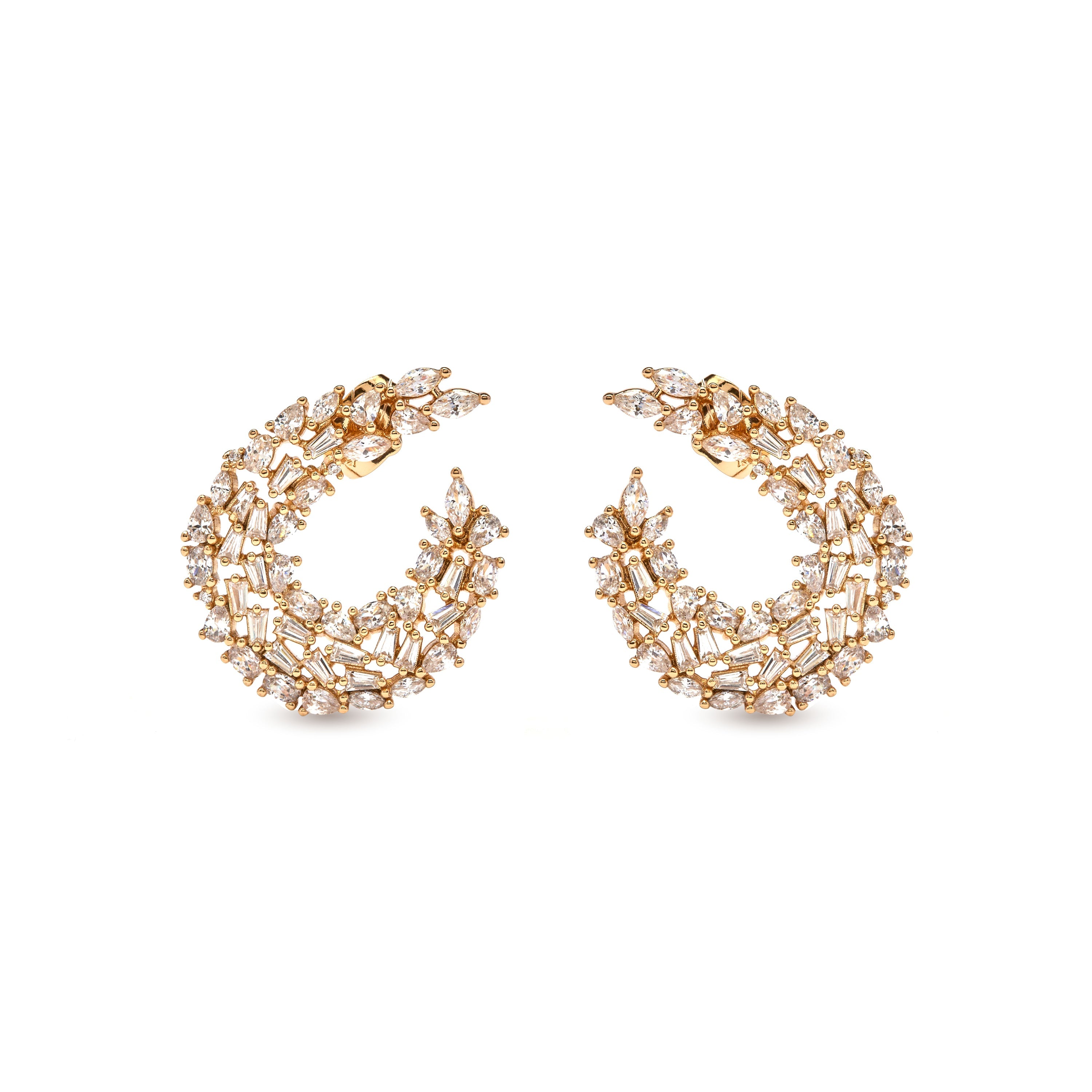 18k Yellow Gold Finish Sparkling Zirconia Earrings - Isdro