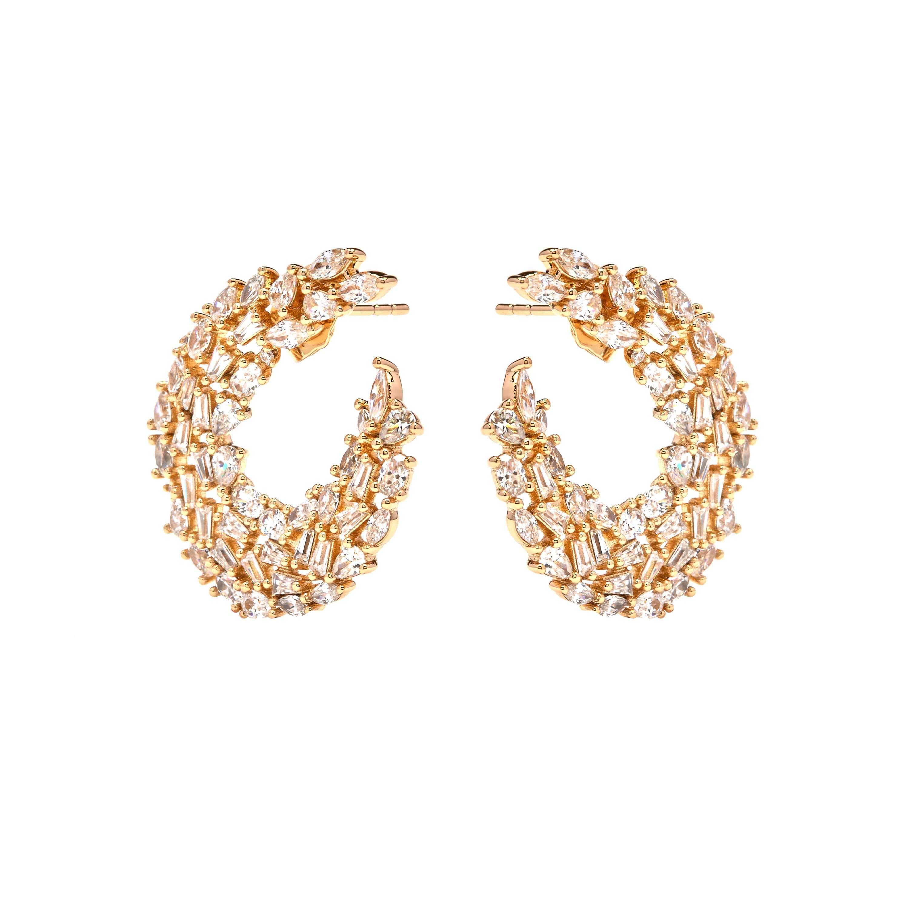 18k Yellow Gold Finish Sparkling Zirconia Earrings - Isdro