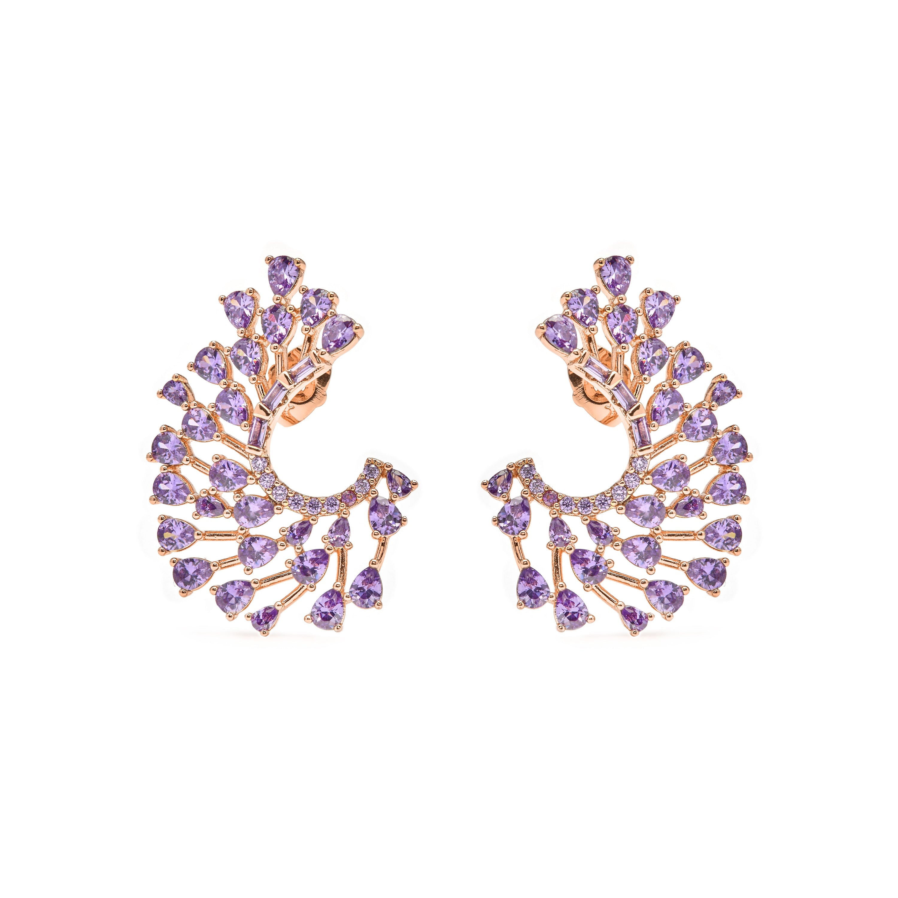 18k yellow gold-plated Amethyst Zirconia Earrings - Narbel
