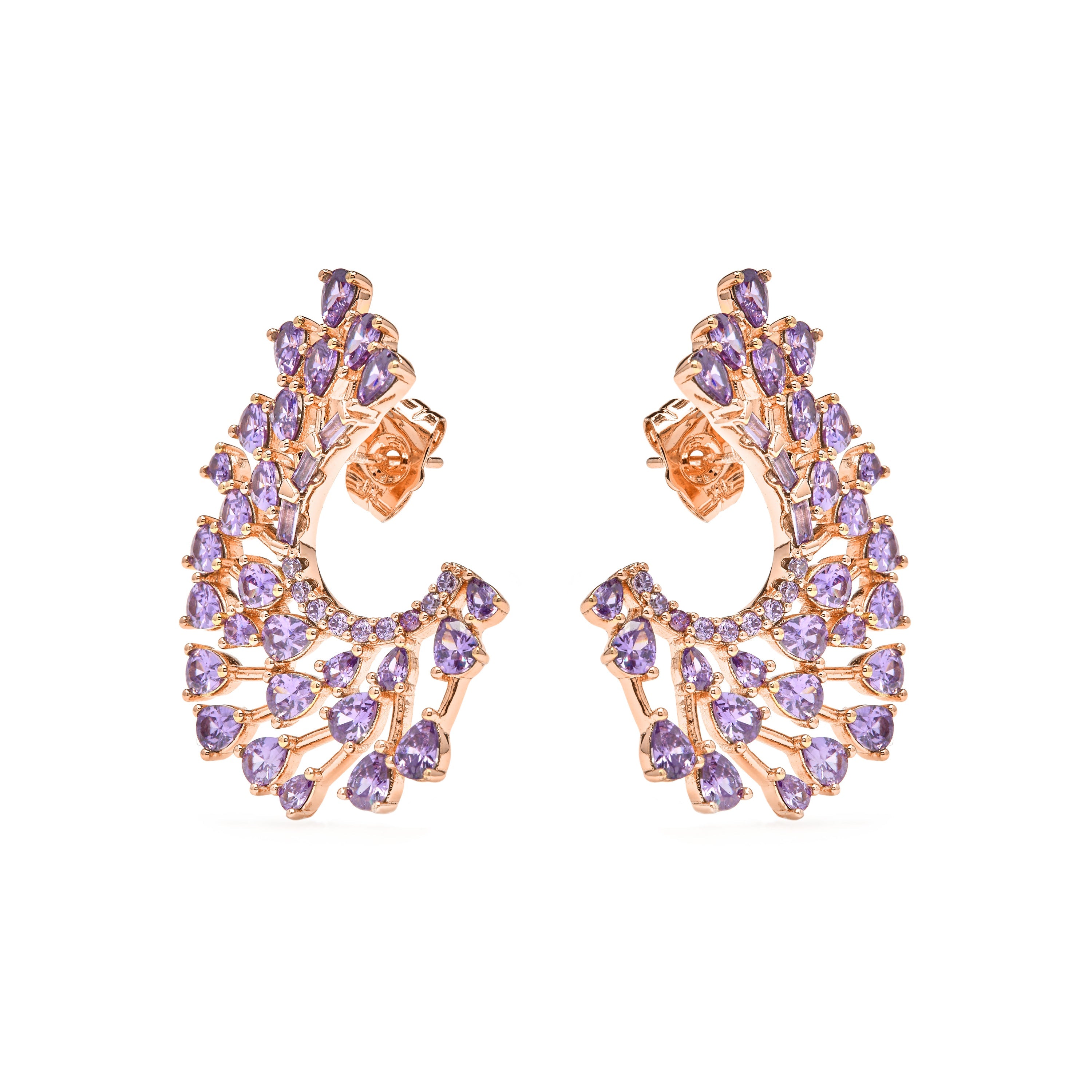 18k yellow gold-plated Amethyst Zirconia Earrings - Narbel